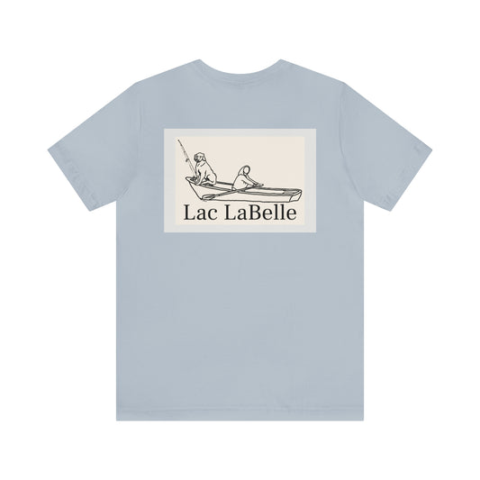 Row Boat Dog Fishing Color - Lac LaBelle Unisex Lightweight Short Sleeve Tee