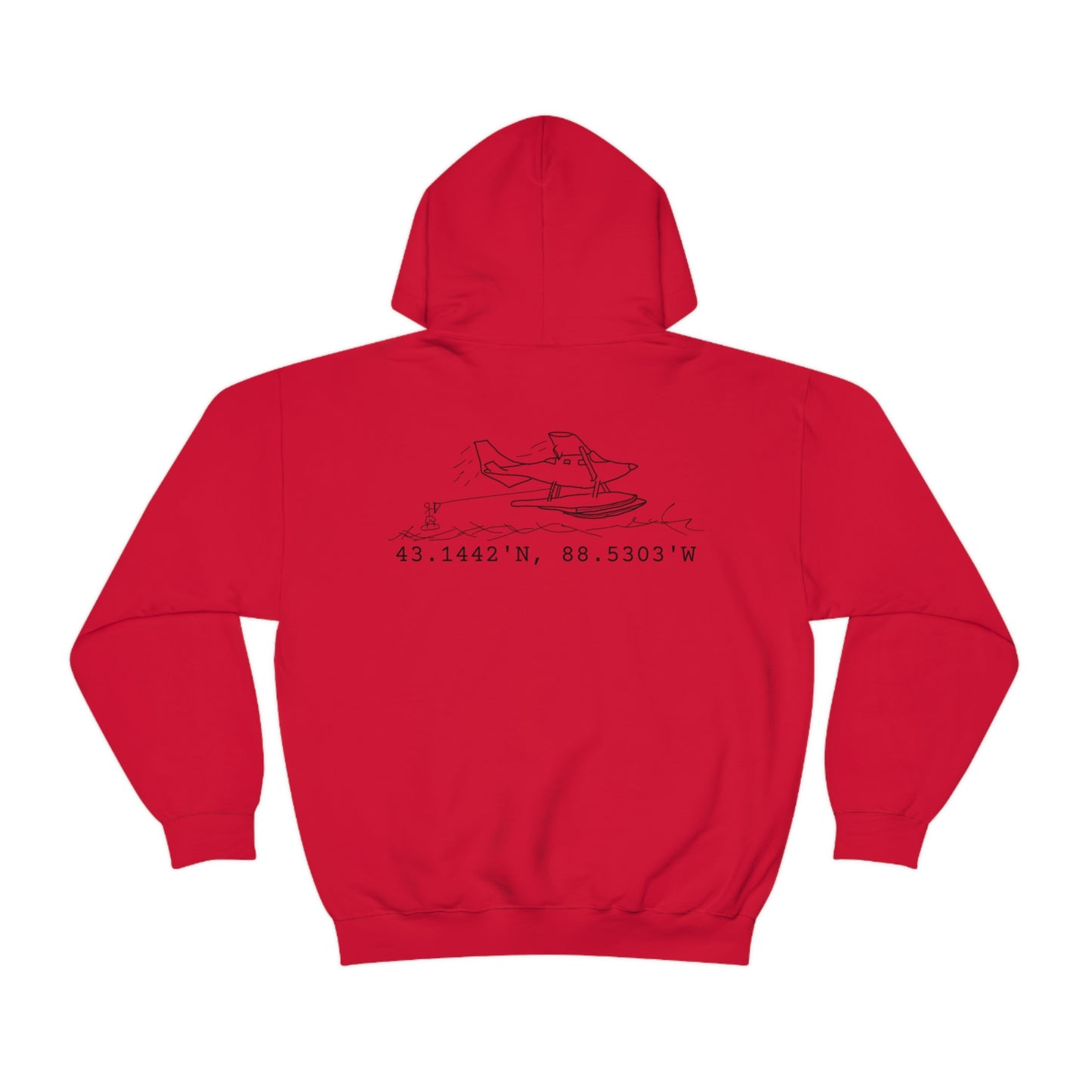 Lac LaBelle, Wakeboard Float Plane - Unisex Heavy Blend Hooded Sweatshirt