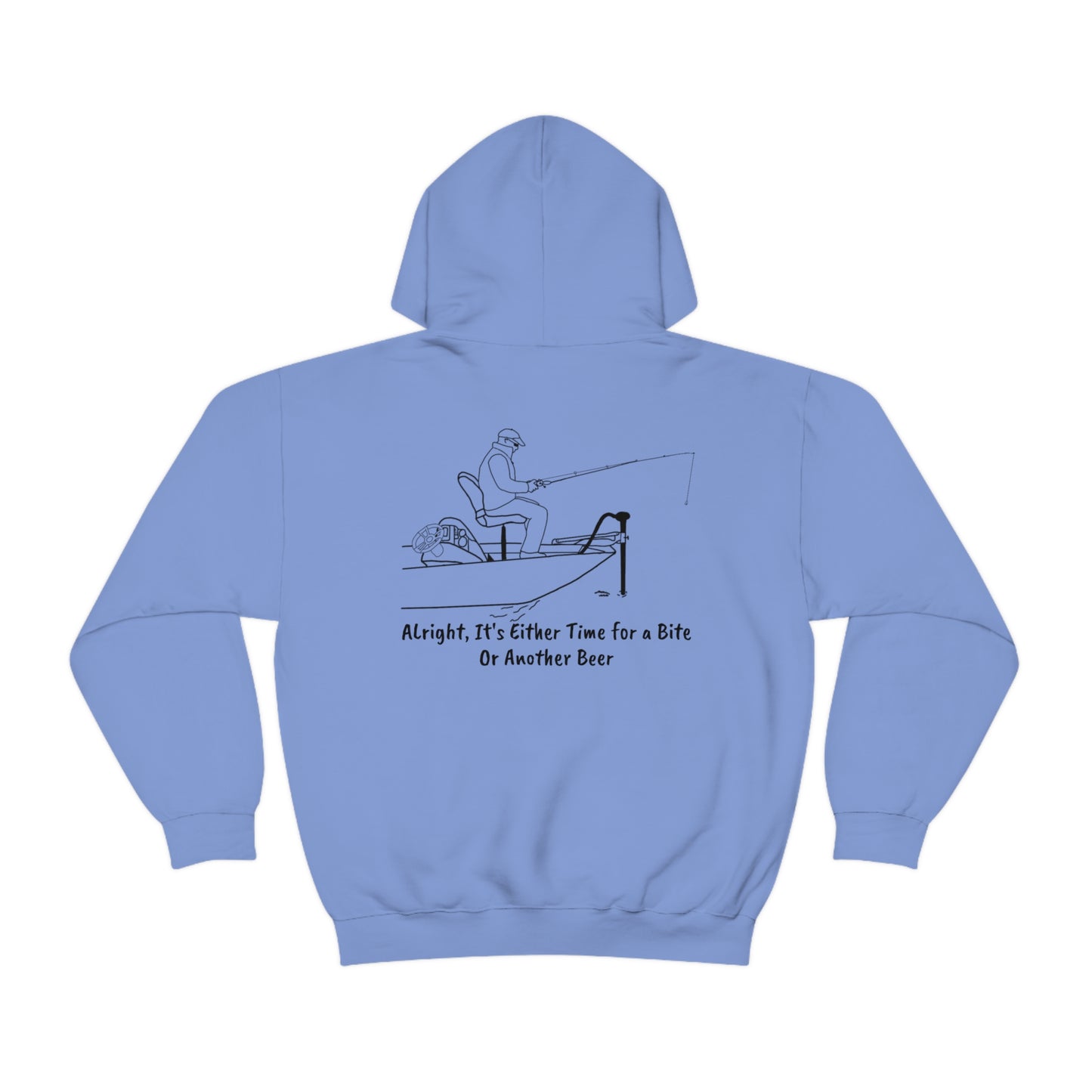 Trolling Motor Fishing, Bite or Beer - Okauchee Lake Unisex Heavy Blend Hooded Sweatshirt
