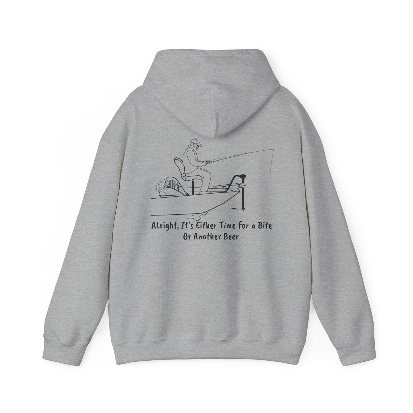 Trolling Motor Fishing, Bite or Beer - Okauchee Lake Unisex Heavy Blend Hooded Sweatshirt