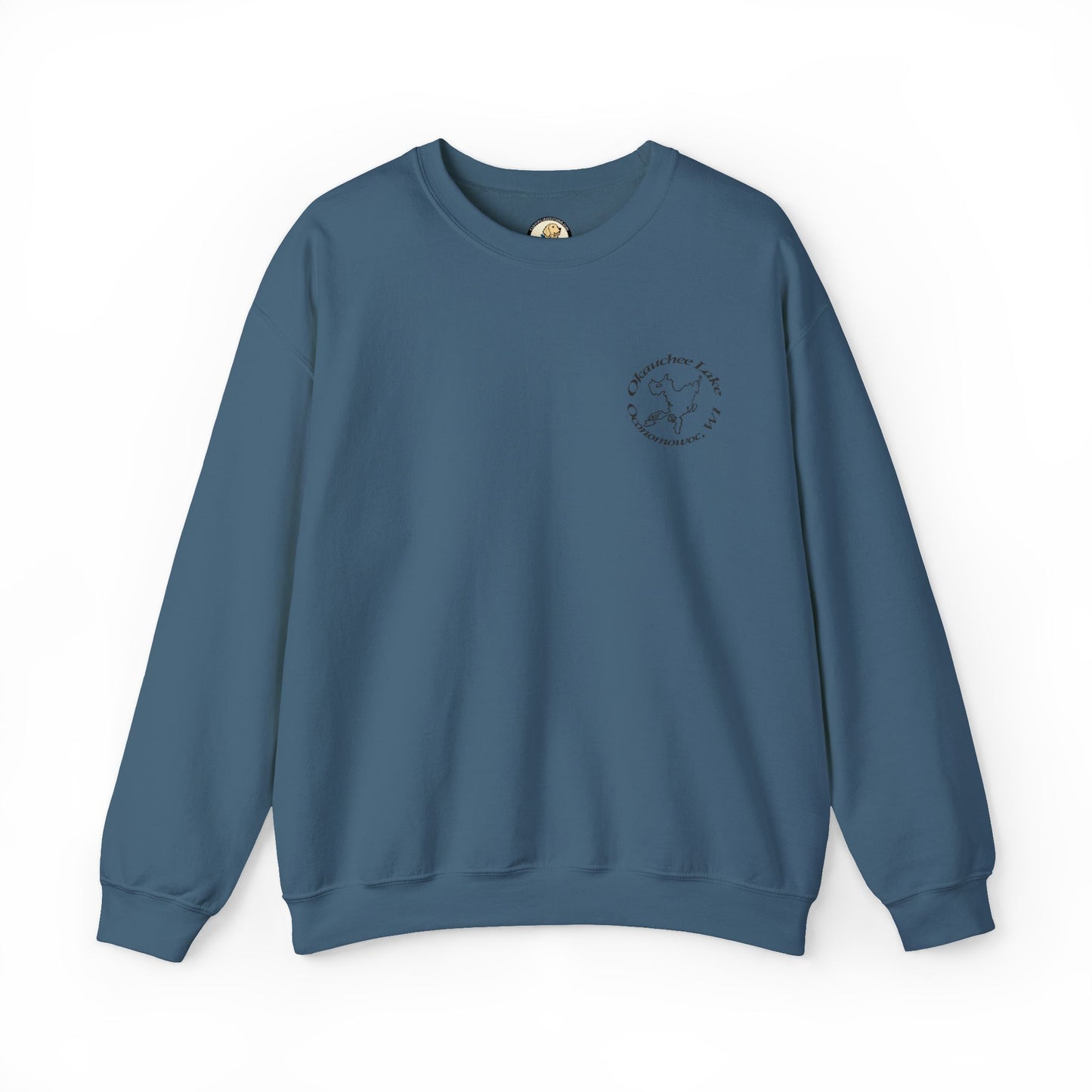 Okauchee Lake Embroidered Circle Text Oconomowoc WIUnisex Heavy Blend™ Crewneck Sweatshirt