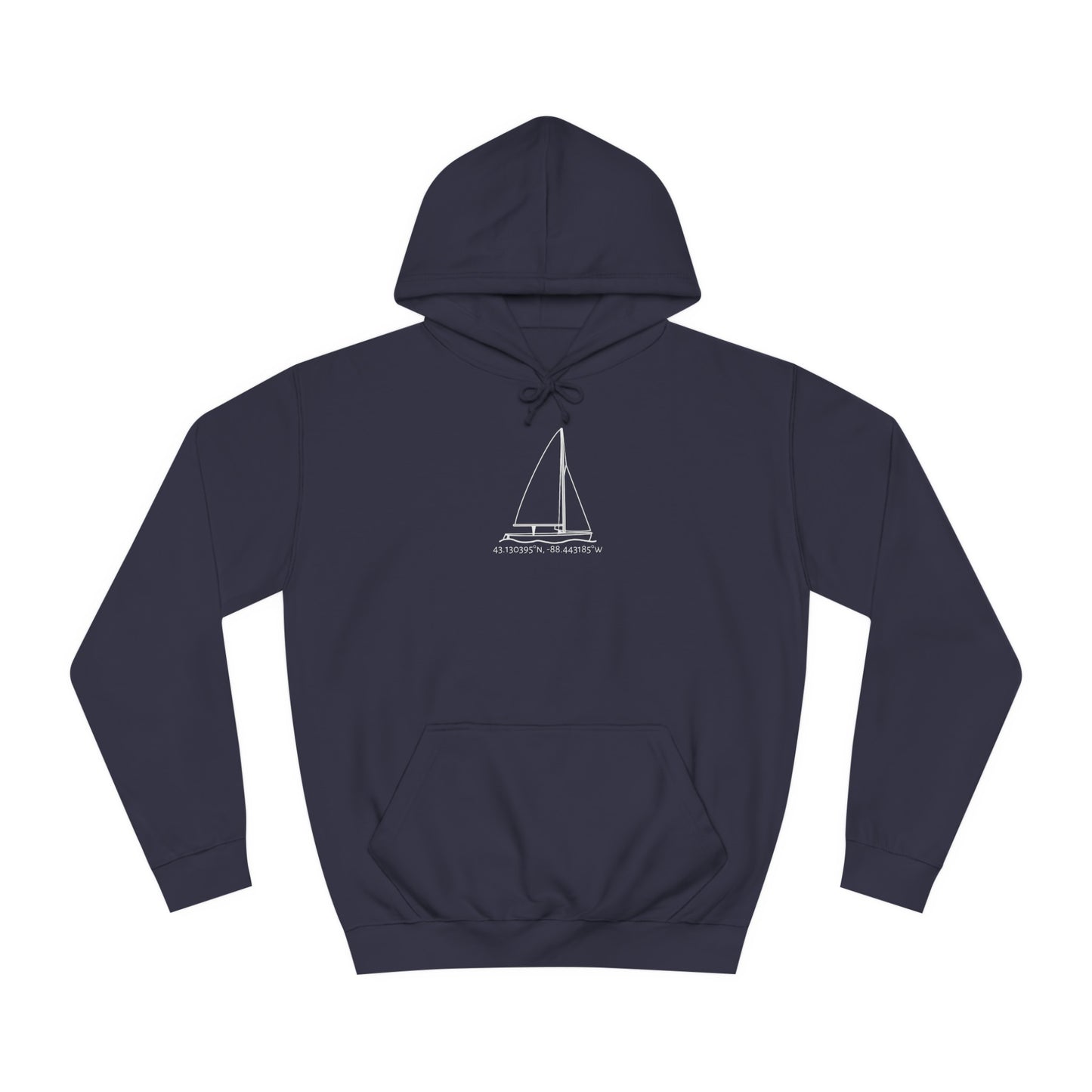 Sailboat 470 model Okauchee Lake Coordinates - Medium Weight Hoodie