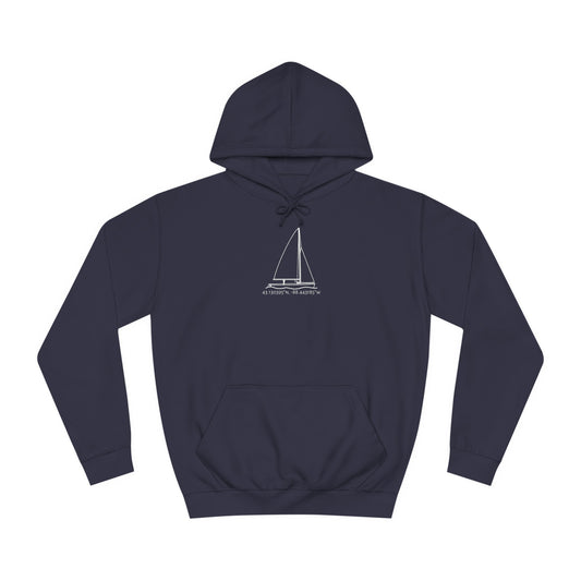 Sailboat 470 model Okauchee Lake Coordinates - Medium Weight Hoodie