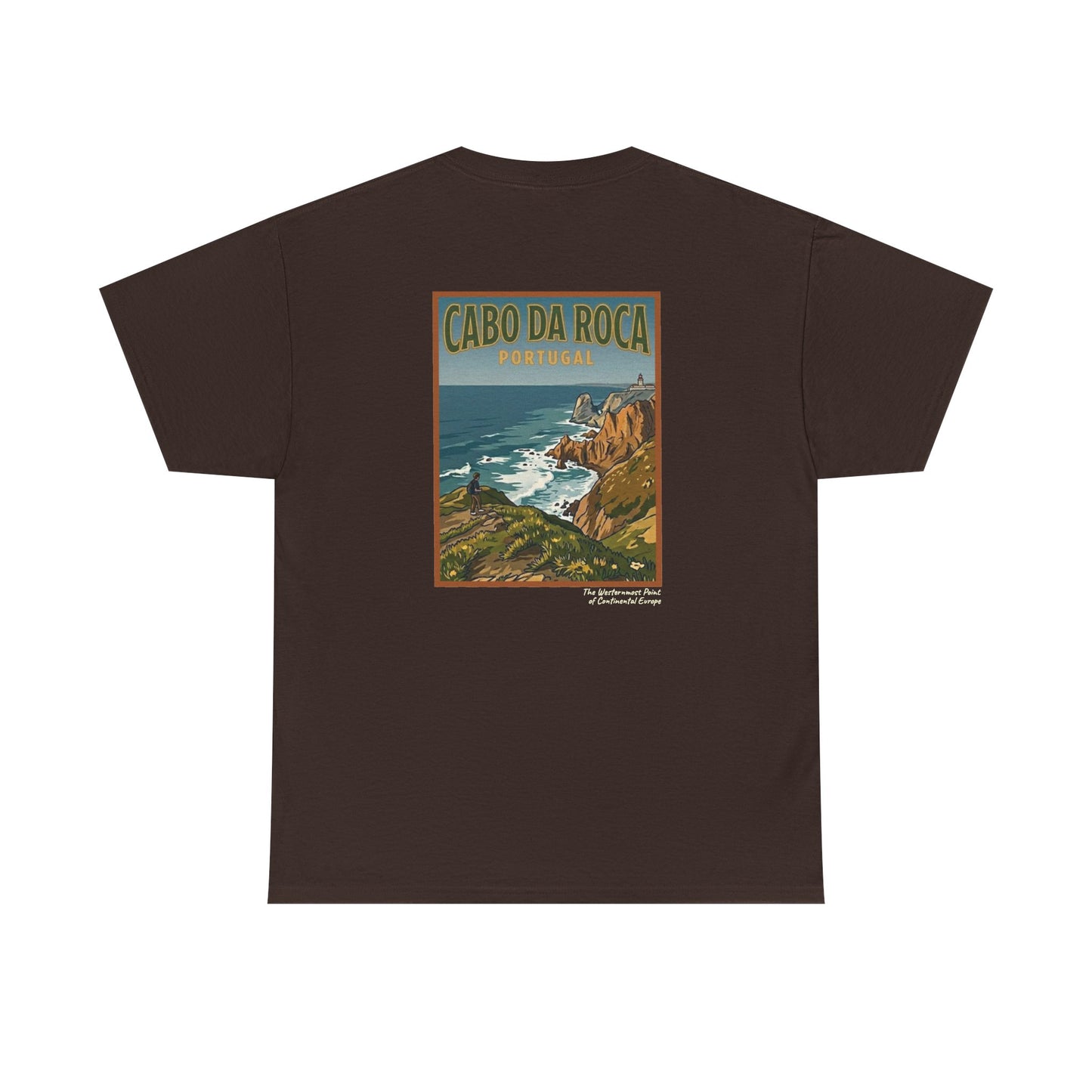 Cabo do Roca with coordinates - 4 panel front - Unisex Heavy Cotton Tee