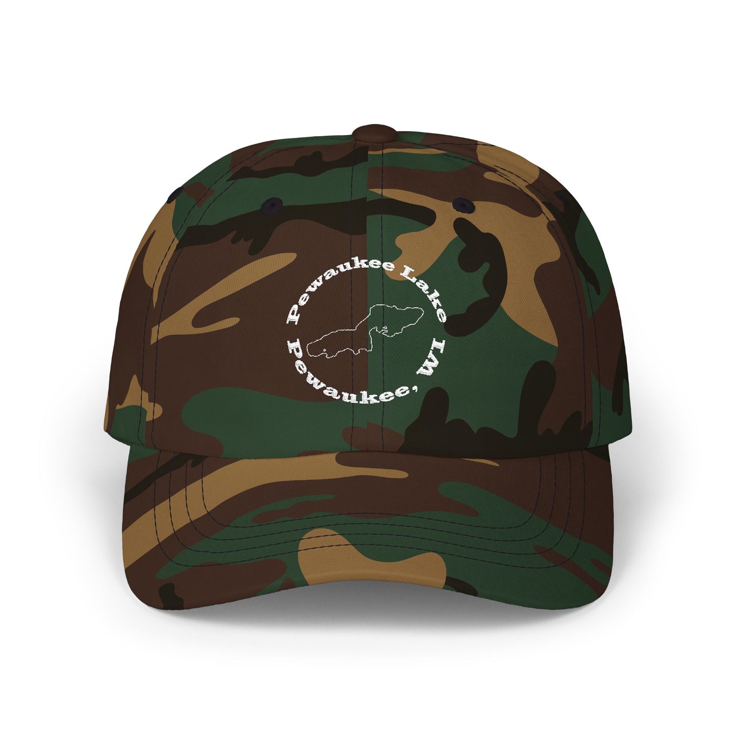 Pewaukee Lake Embroidered White Circle Classic Cap