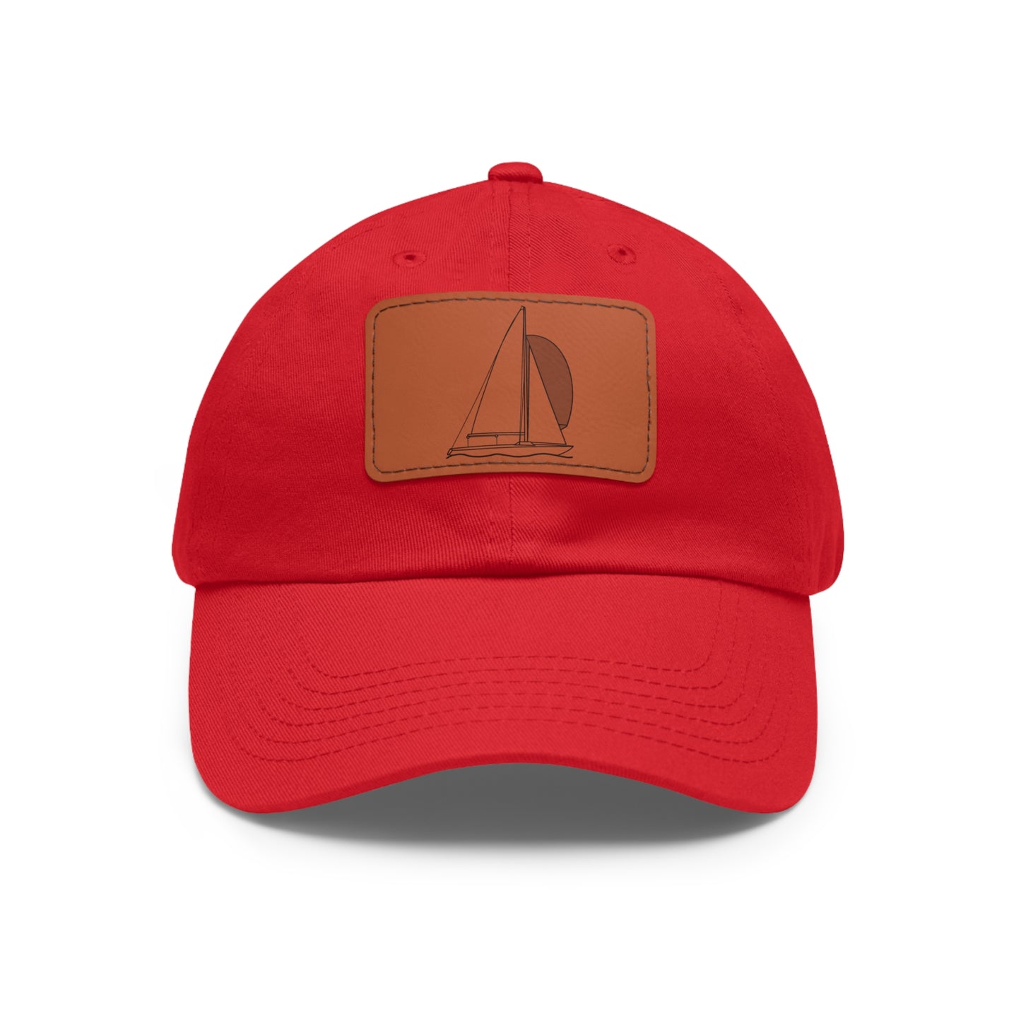 Sailboats Yngling Style Single Mast - Hat with Leather Patch (rectangle)