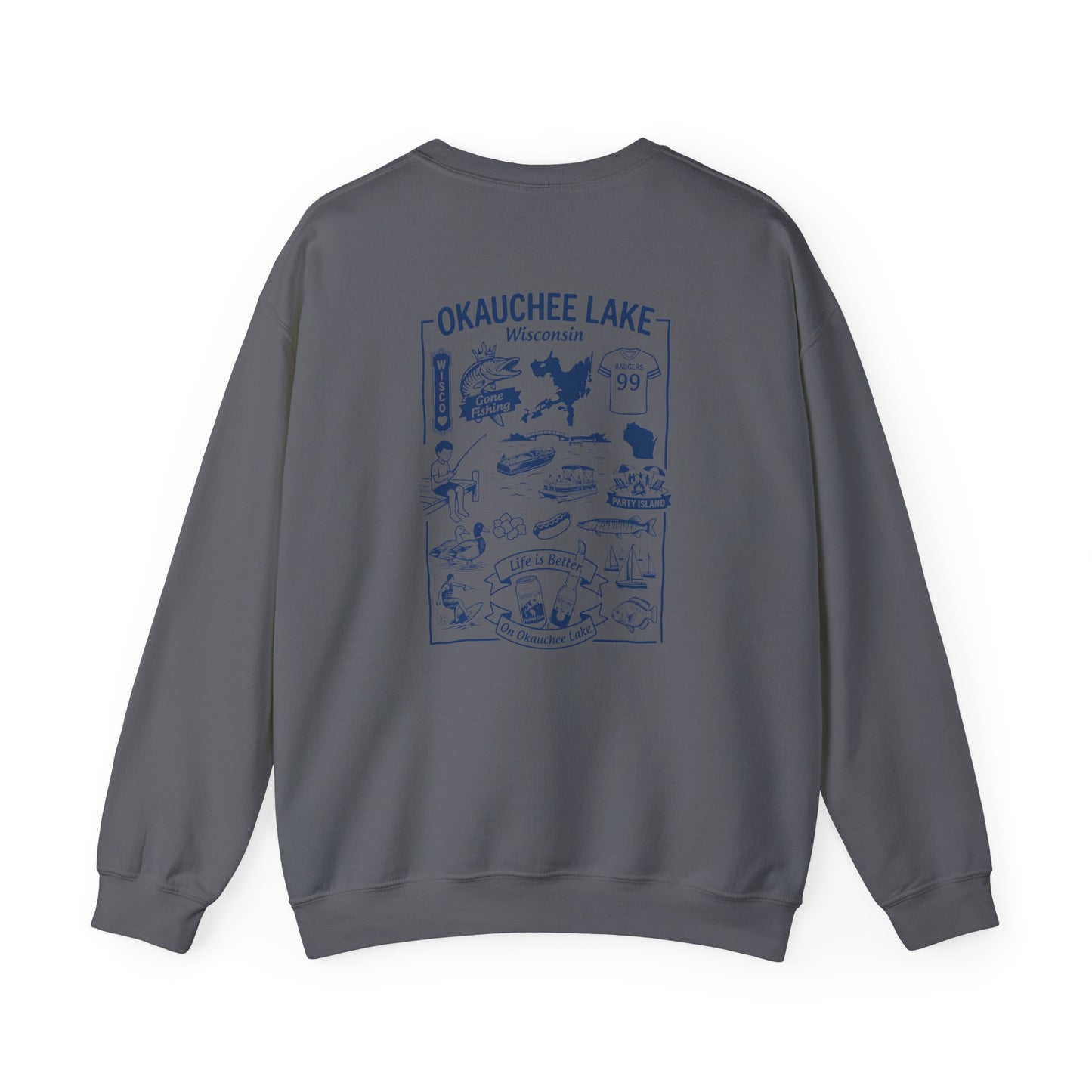 Okauchee Lake "Icons Style" - Gildan Crewneck Sweatshirt