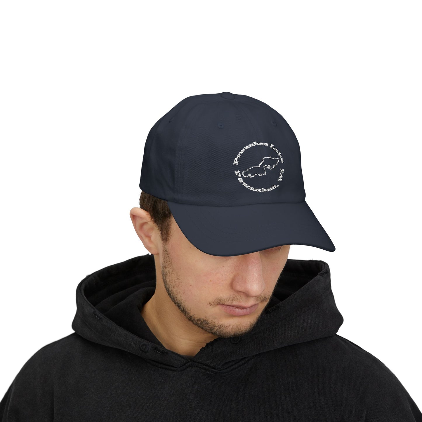 Pewaukee Lake Embroidered White Circle Classic Cap
