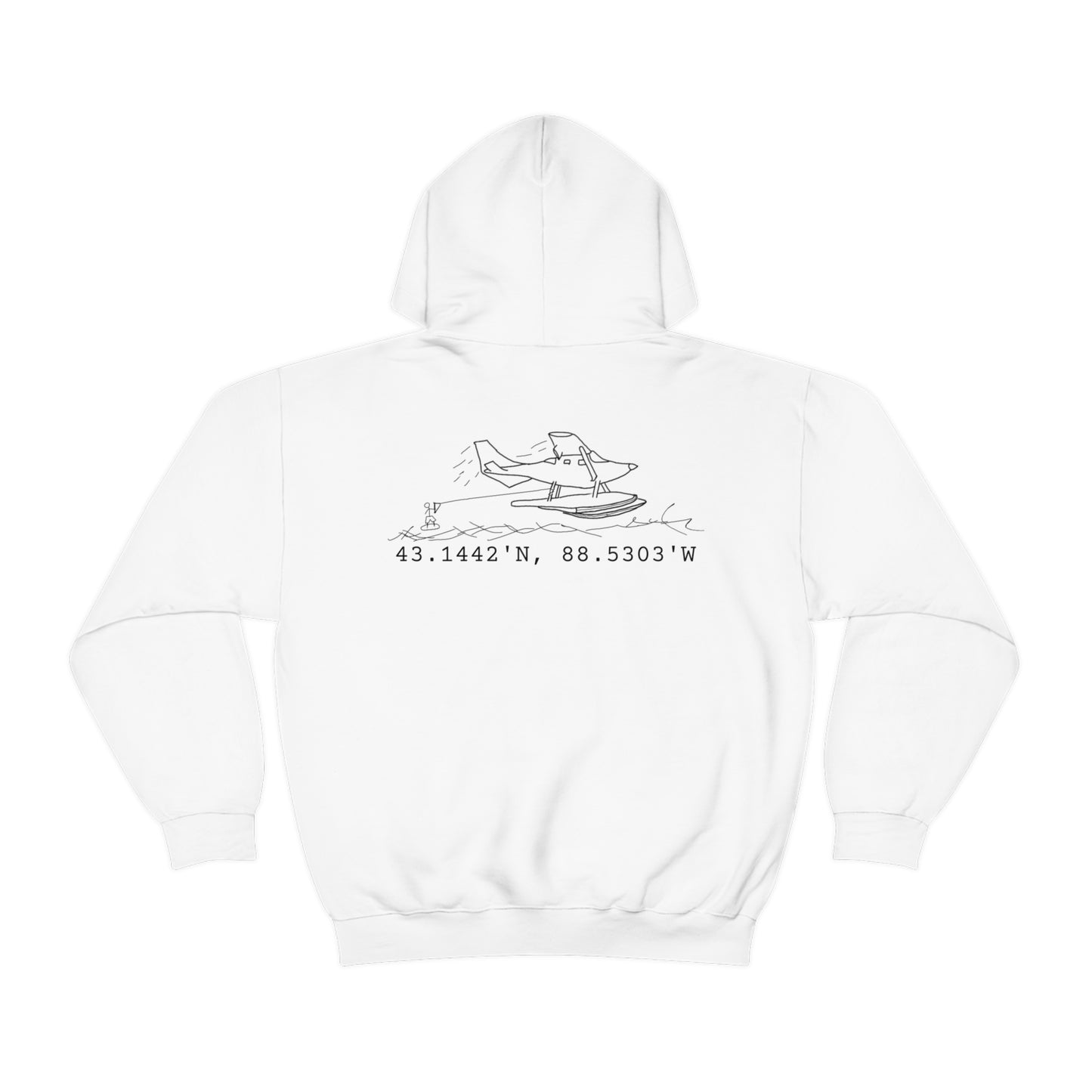 Lac LaBelle, Wakeboard Float Plane - Unisex Heavy Blend Hooded Sweatshirt