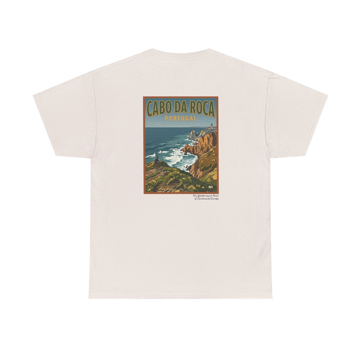 Cabo do Roca with coordinates - 4 panel front - Unisex Heavy Cotton Tee