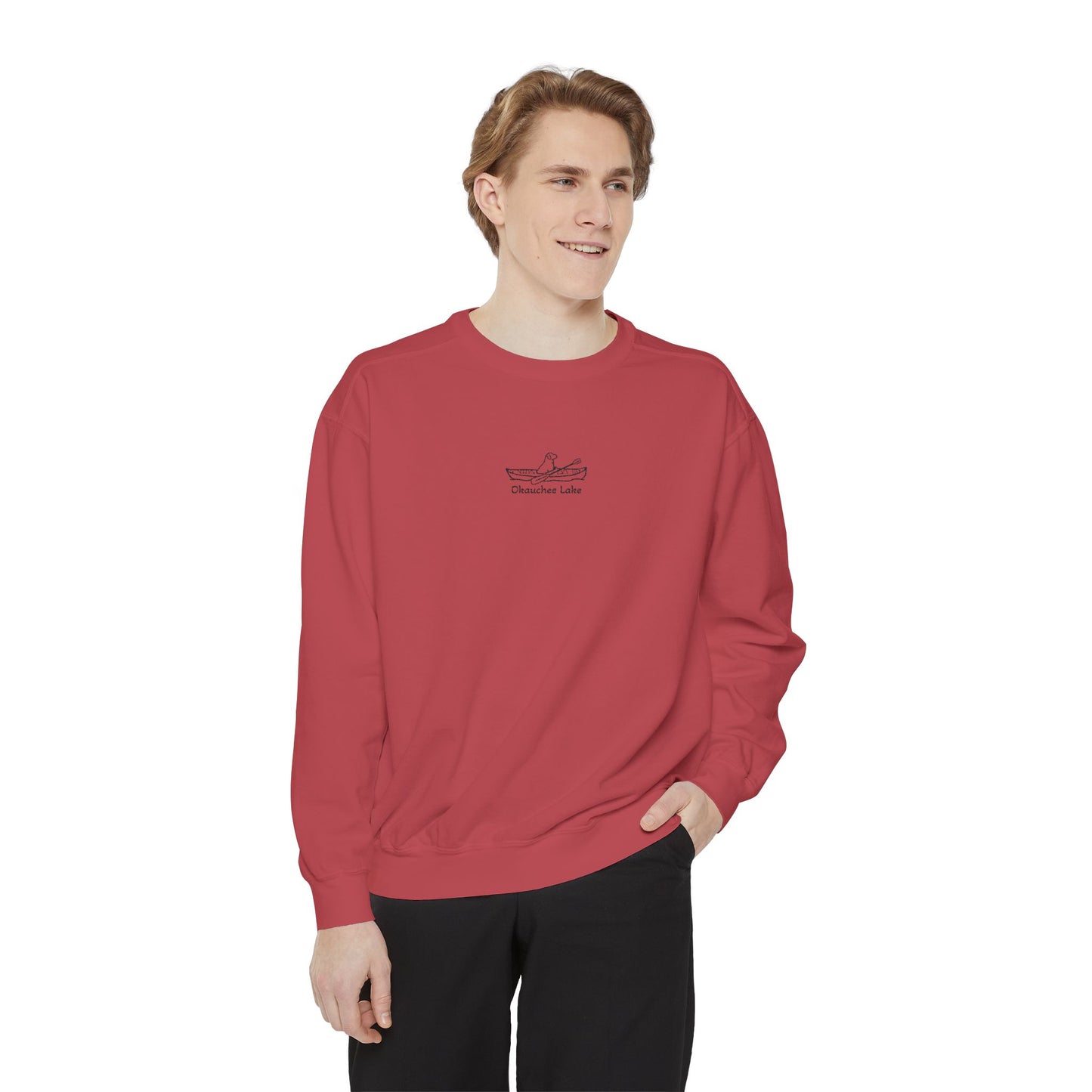 Kayak Dog Lab Embroidered Crewneck Sweatshirt - Comfort Colors
