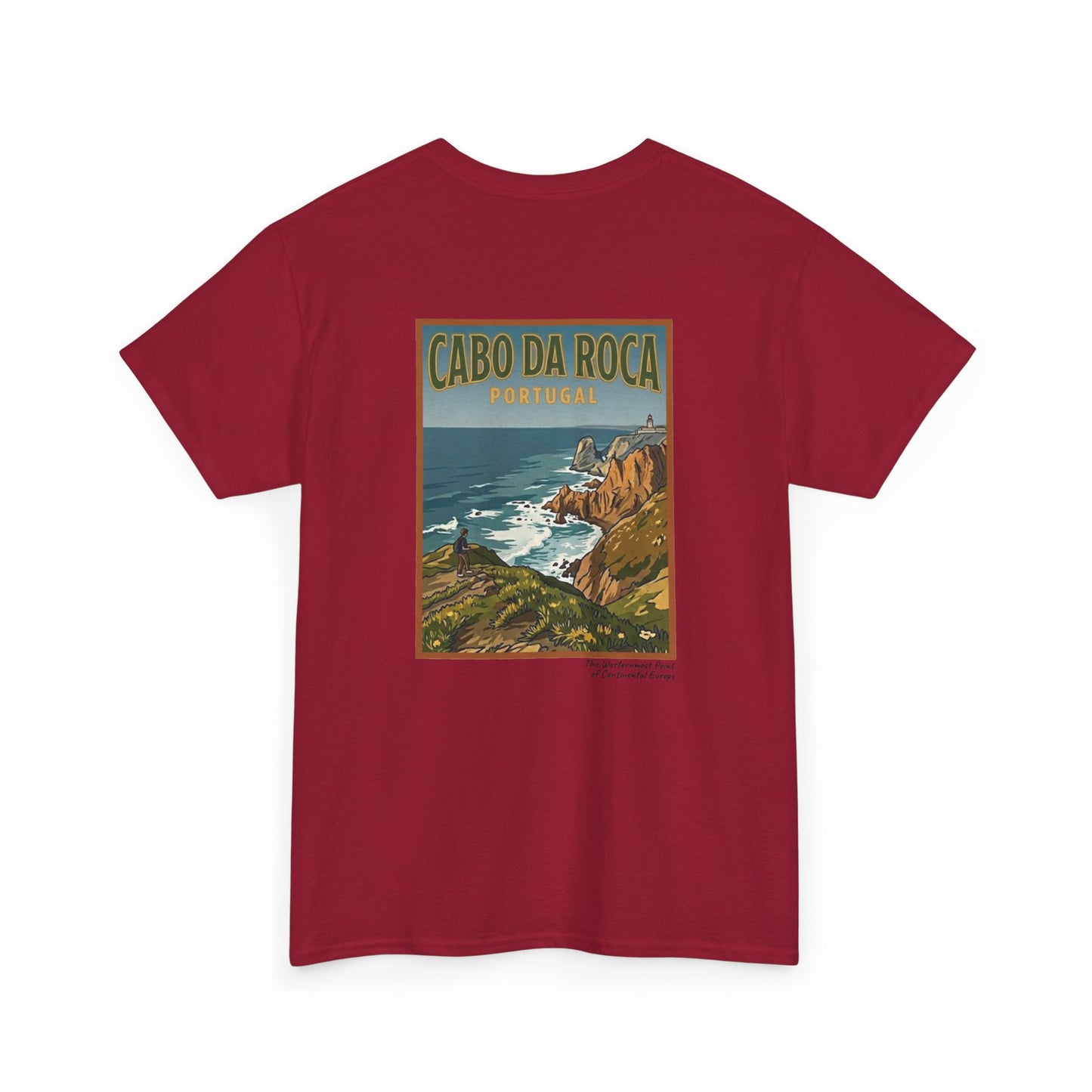 Cabo do Roca with coordinates - 4 panel front - Unisex Heavy Cotton Tee