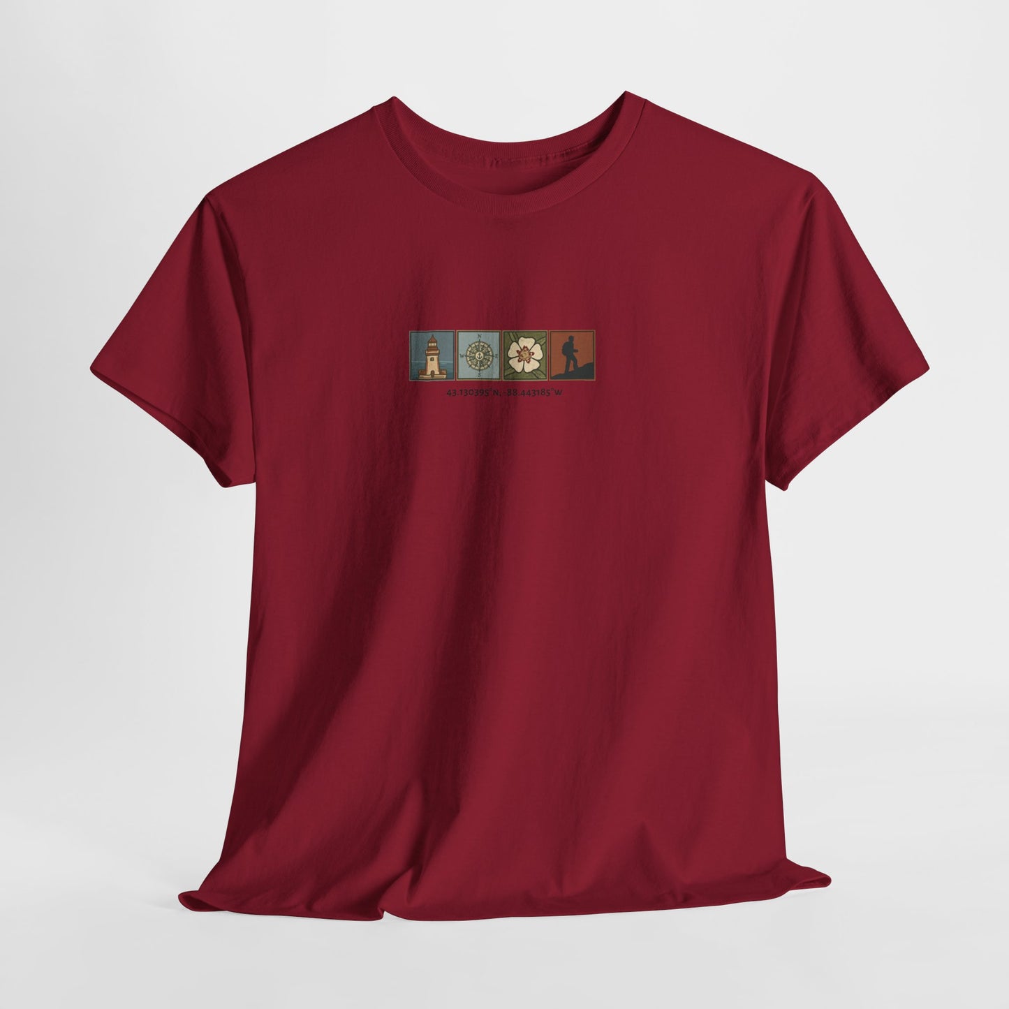 Cabo do Roca with coordinates - 4 panel front - Unisex Heavy Cotton Tee