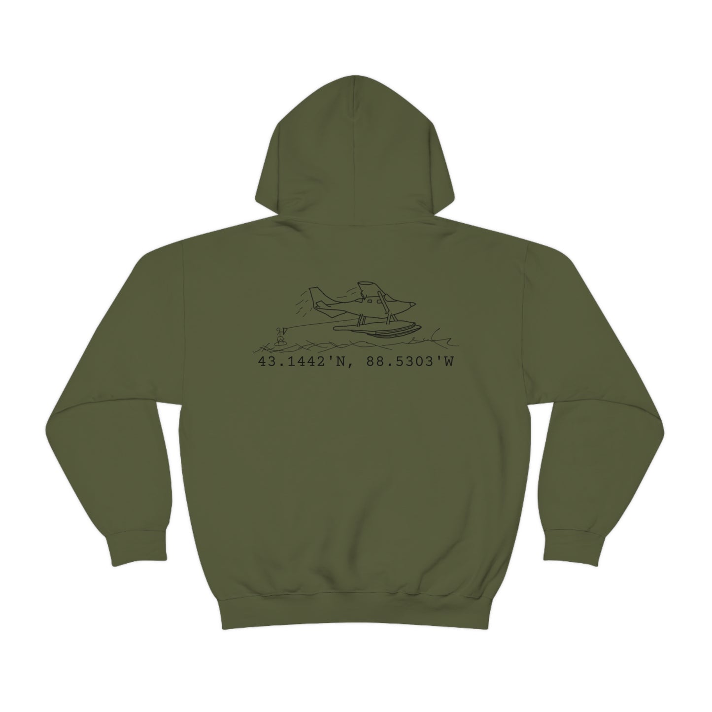 Lac LaBelle, Wakeboard Float Plane - Unisex Heavy Blend Hooded Sweatshirt