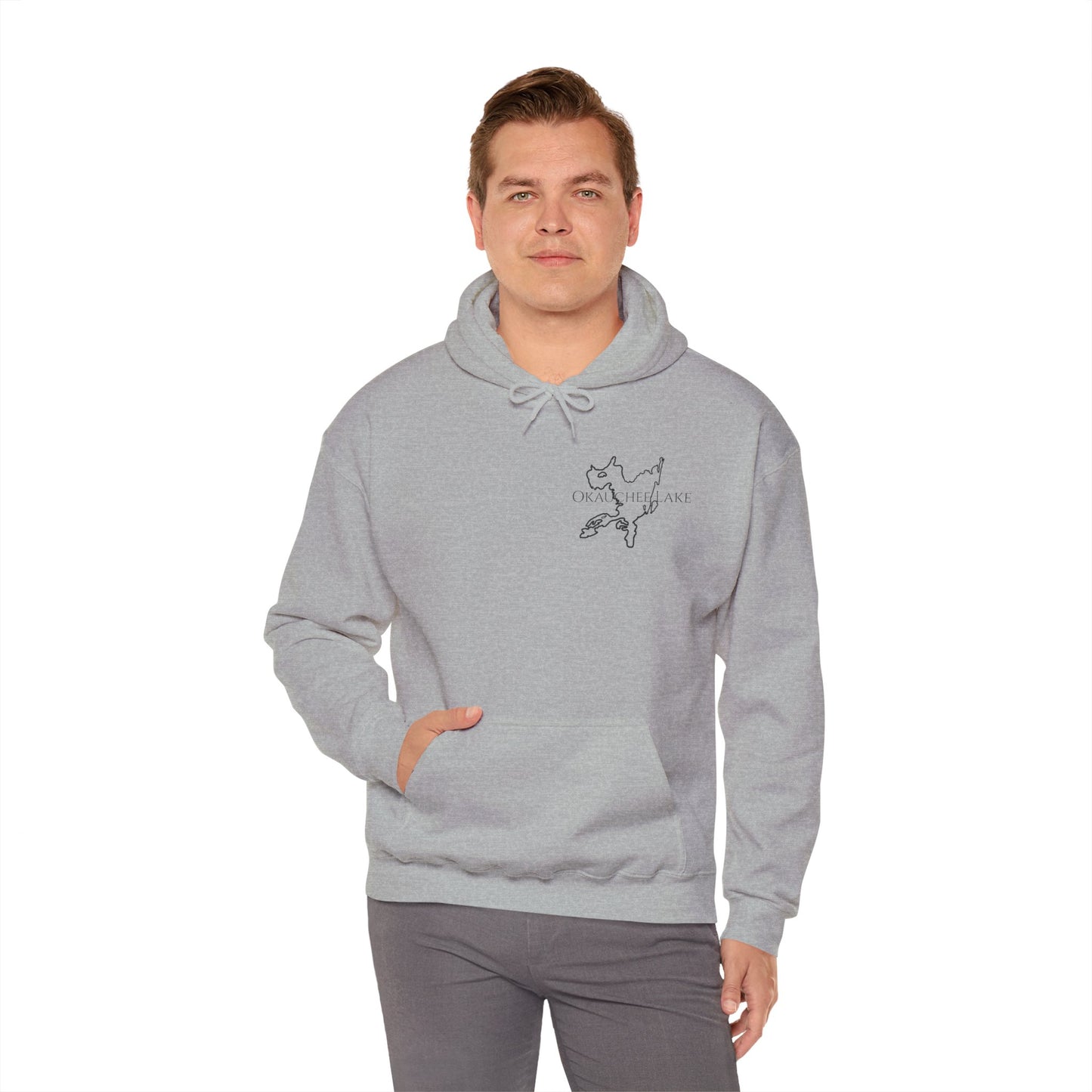 Trolling Motor Fishing, Bite or Beer - Okauchee Lake Unisex Heavy Blend Hooded Sweatshirt