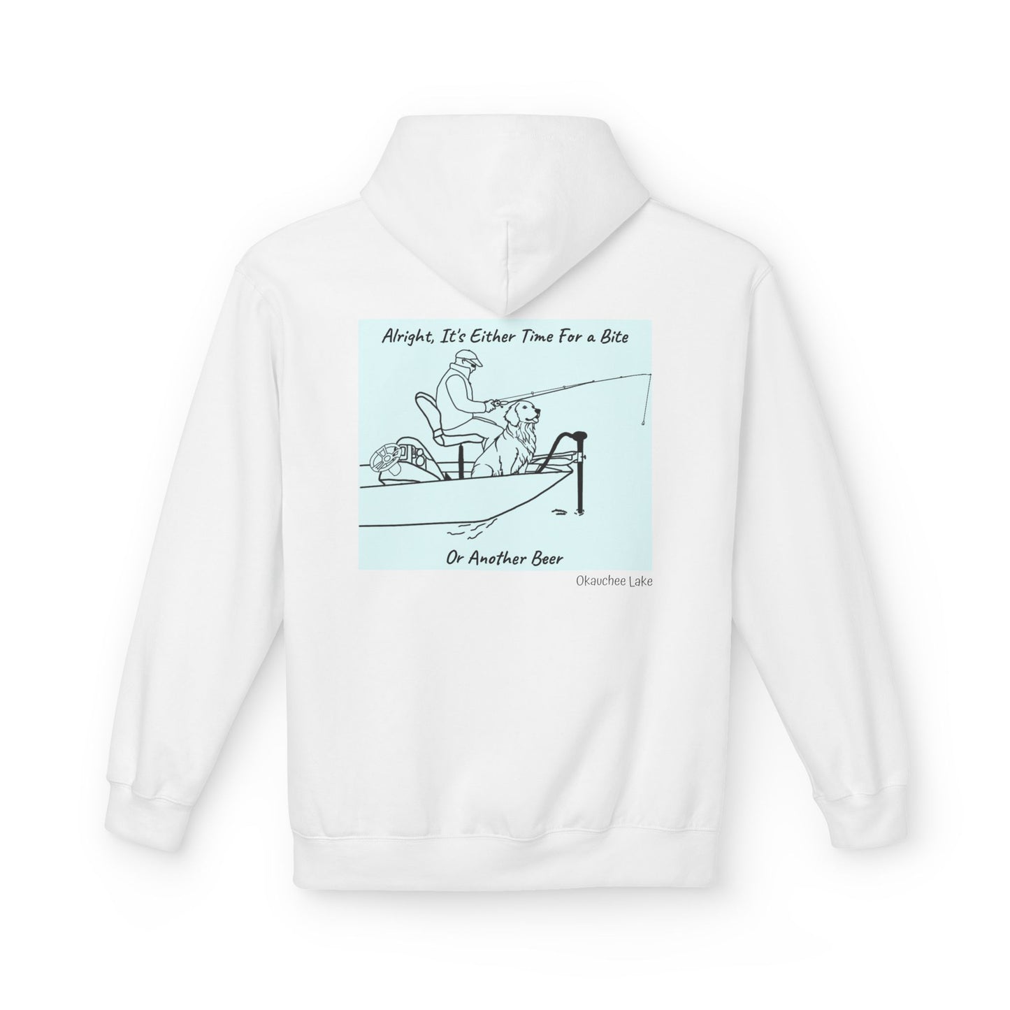 Bite or Beer Fishing, Golden retriever Kayak Dog Midweight Travel Hoodie - Softstyle Gildan