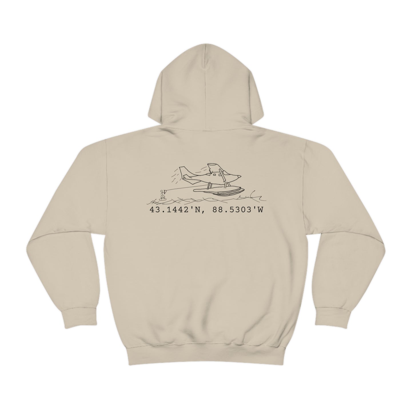 Lac LaBelle, Wakeboard Float Plane - Unisex Heavy Blend Hooded Sweatshirt