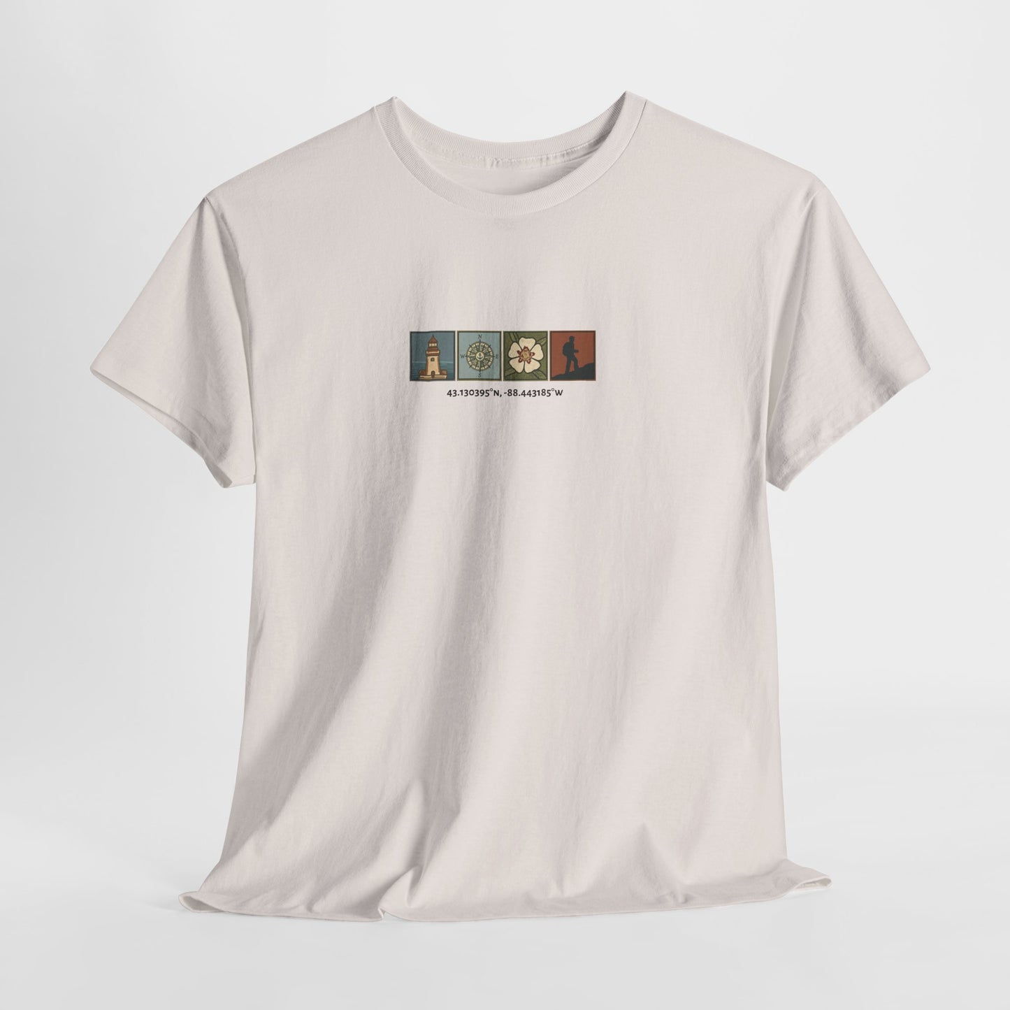 Cabo do Roca with coordinates - 4 panel front - Unisex Heavy Cotton Tee