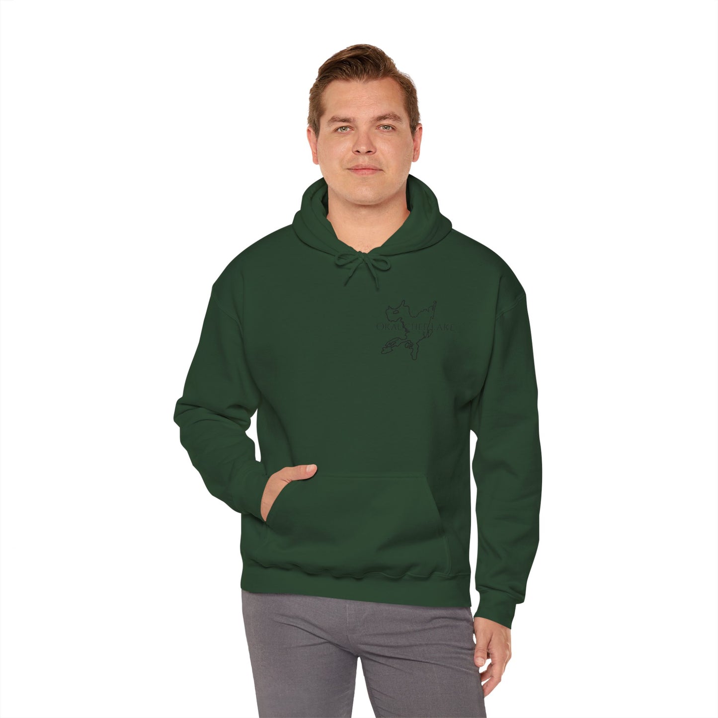 Trolling Motor Fishing, Bite or Beer - Okauchee Lake Unisex Heavy Blend Hooded Sweatshirt