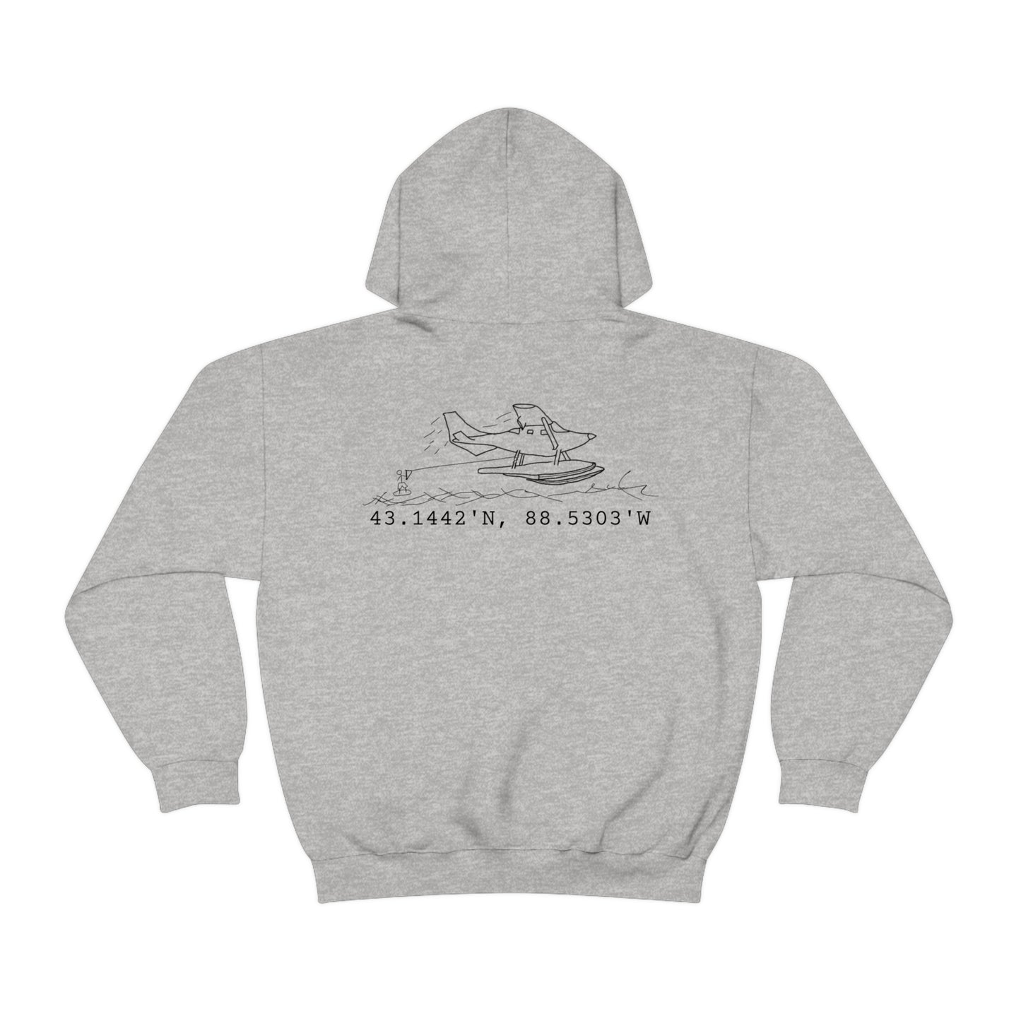 Lac LaBelle, Wakeboard Float Plane - Unisex Heavy Blend Hooded Sweatshirt