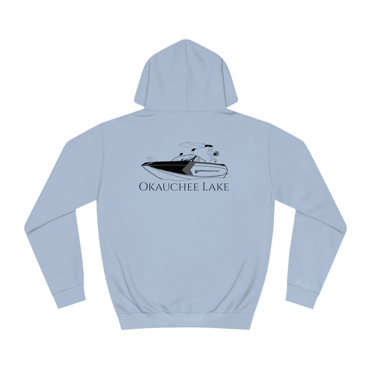 G21 Boat With Dogs Back - Okauchee Lake Unisex Hoodie Medium Weight