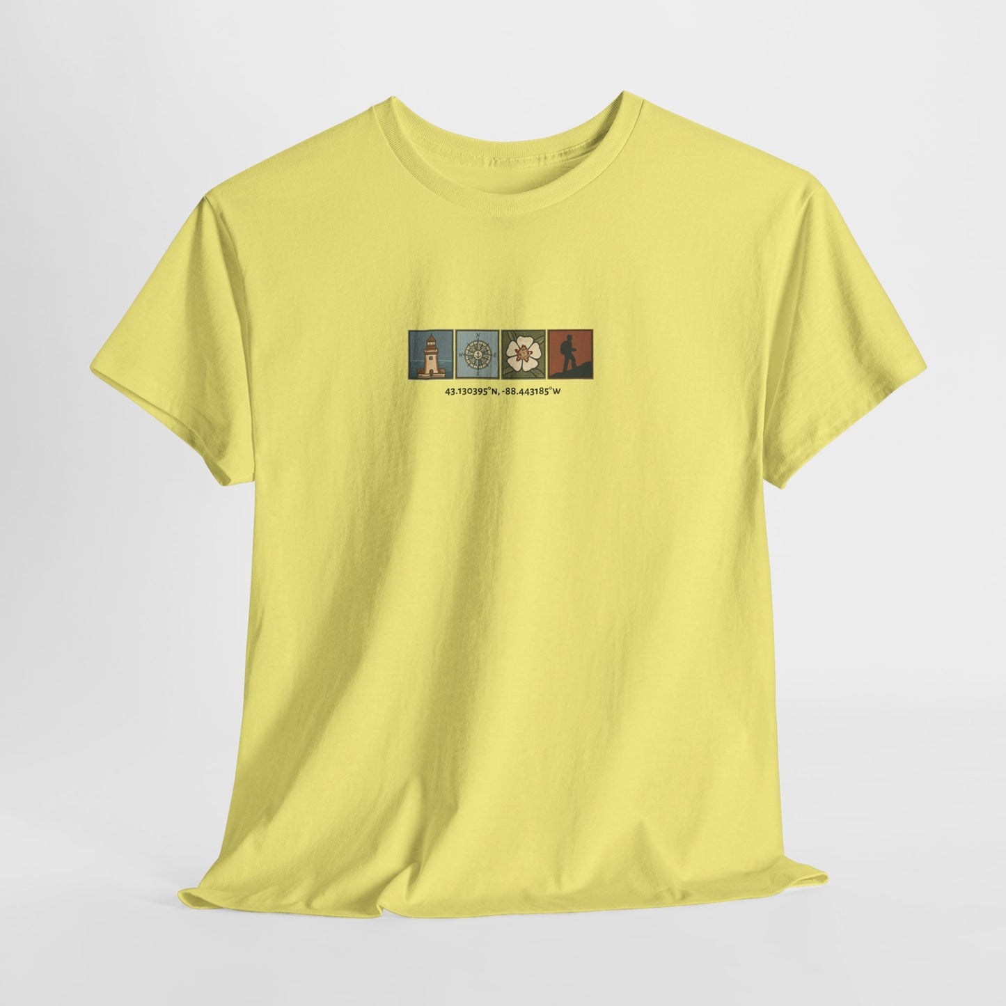 Cabo do Roca with coordinates - 4 panel front - Unisex Heavy Cotton Tee