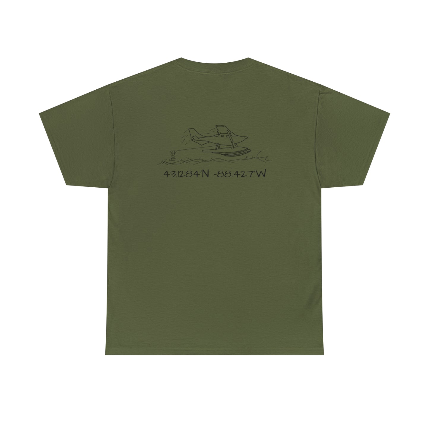 Okauchee Lake, Float Plane - Unisex Heavyweight Short Sleeve Tee