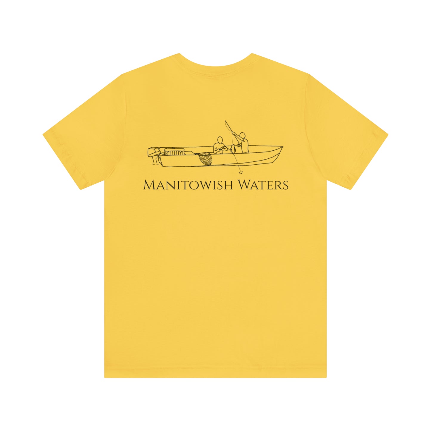 Boys Fishing off Boat - Manitowish Waters Unisex Lightweight Short Sleeve Tee