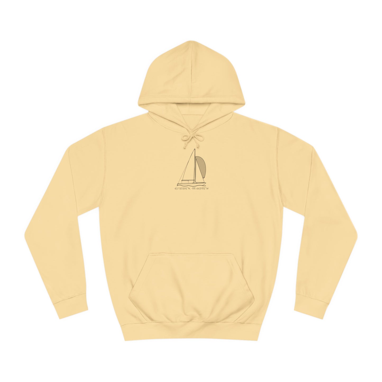 Sailboat Yngling model Okauchee Lake Coordinates - Medium Weight Hoodie