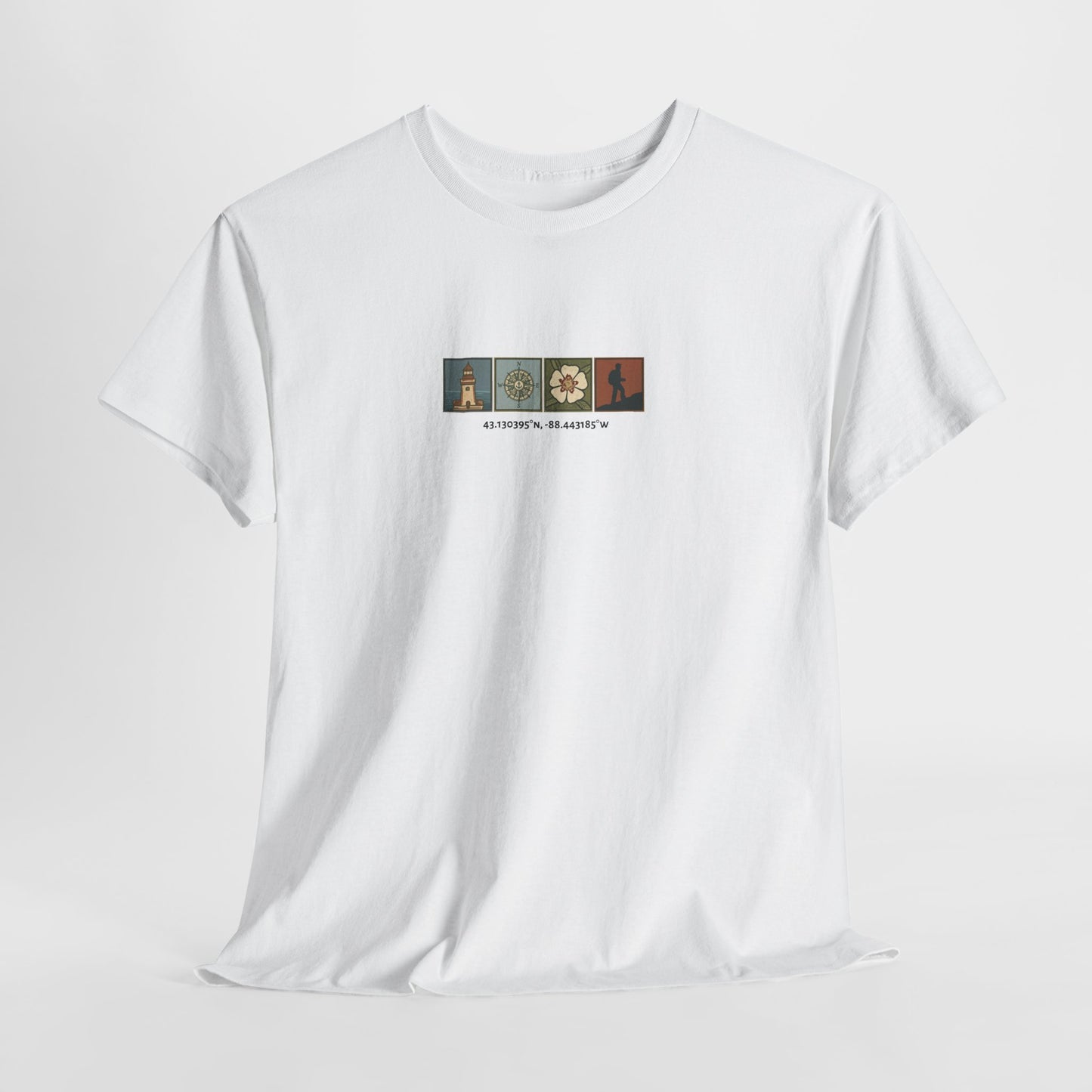 Cabo do Roca with coordinates - 4 panel front - Unisex Heavy Cotton Tee