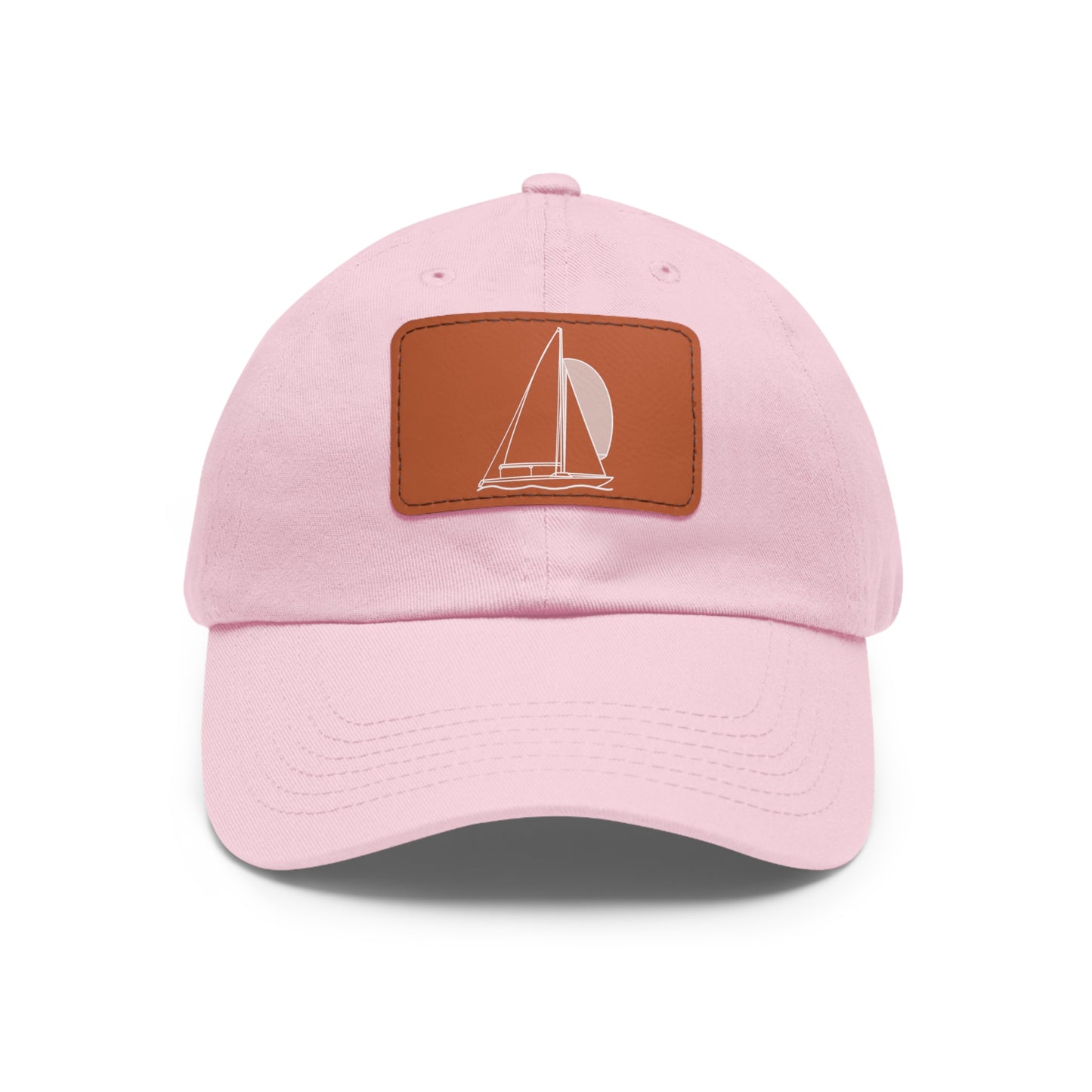 Sailboats Yngling Style Single Mast - Hat with Leather Patch (rectangle)