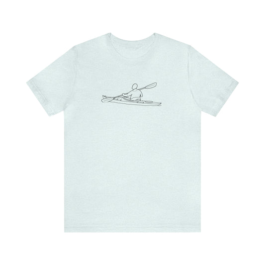 Lac LaBelle, Kayak Front - Unisex Lightweight Short Sleeve Tee