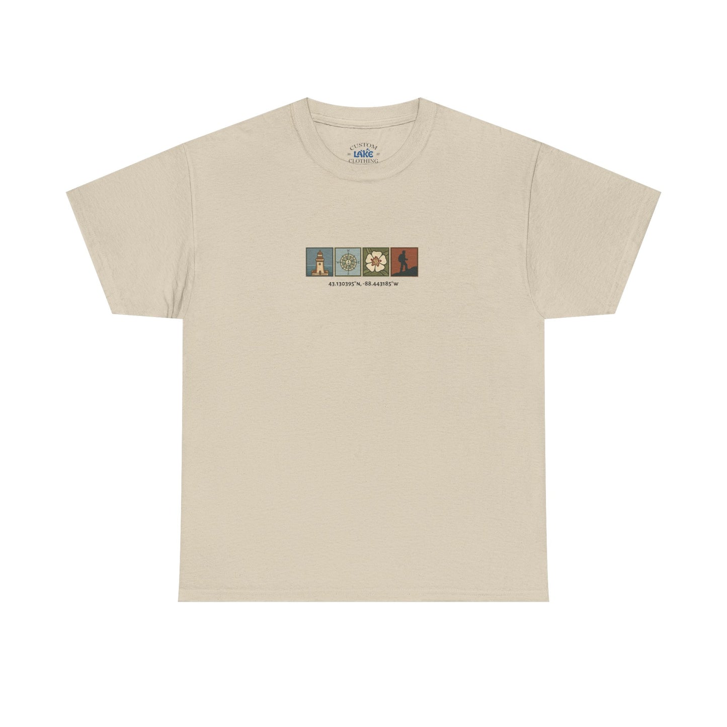 Cabo do Roca with coordinates - 4 panel front - Unisex Heavy Cotton Tee