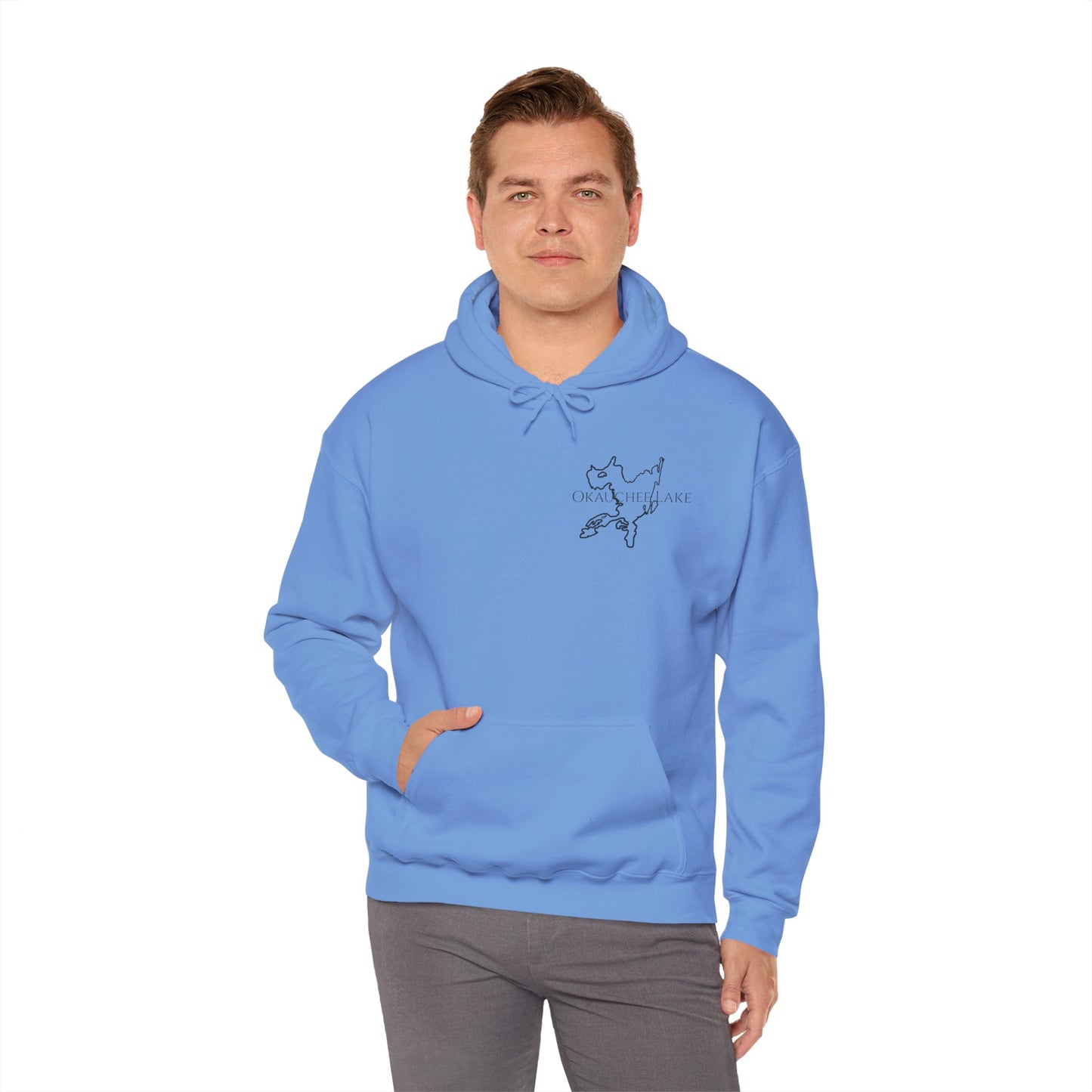 Trolling Motor Fishing, Bite or Beer - Okauchee Lake Unisex Heavy Blend Hooded Sweatshirt