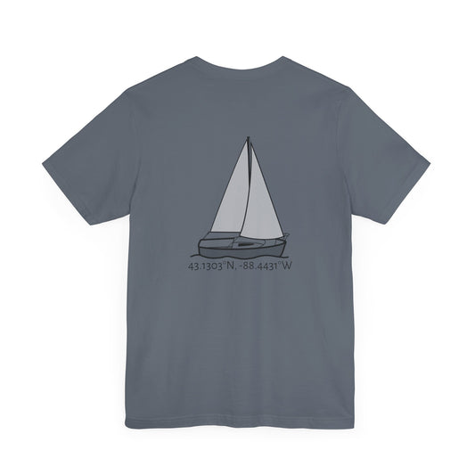 Sailboat Comfort Compass rose patch Unisex Lightweight Short Sleeve Tee