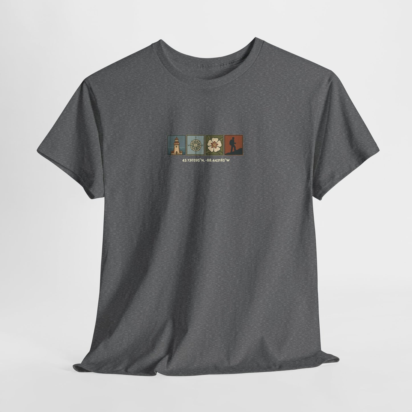Cabo do Roca with coordinates - 4 panel front - Unisex Heavy Cotton Tee
