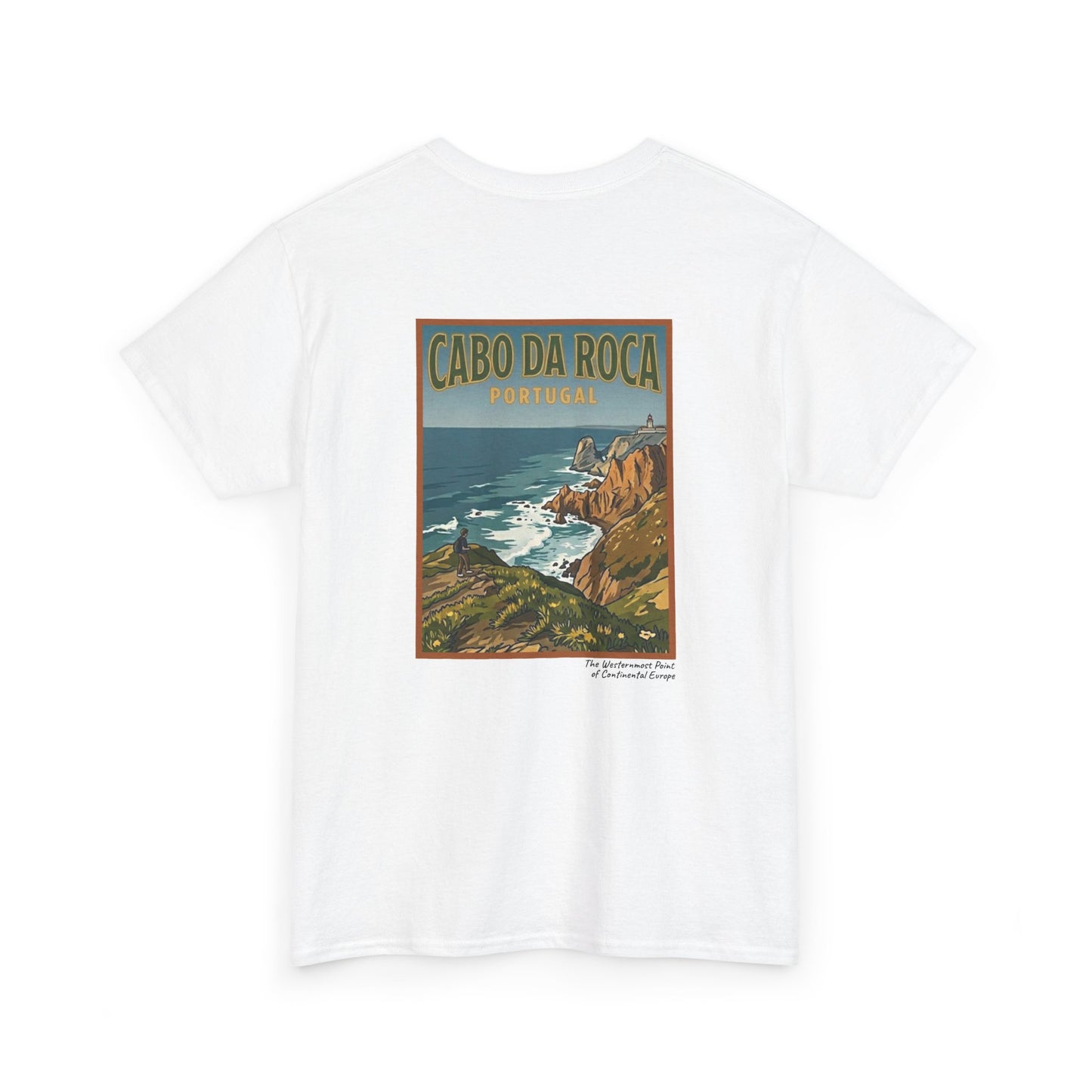 Cabo do Roca with coordinates - 4 panel front - Unisex Heavy Cotton Tee
