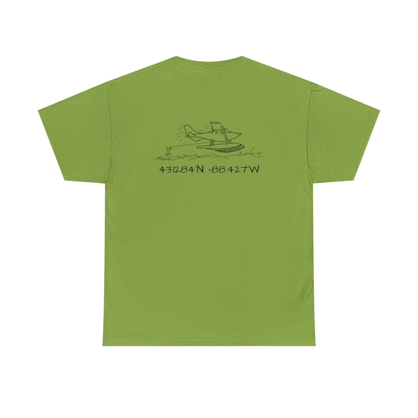 Okauchee Lake, Float Plane - Unisex Heavyweight Short Sleeve Tee