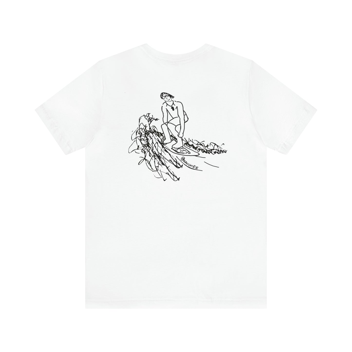 Okauchee Lake, Surfing Sketch - Unisex Lightweight Short Sleeve Tee