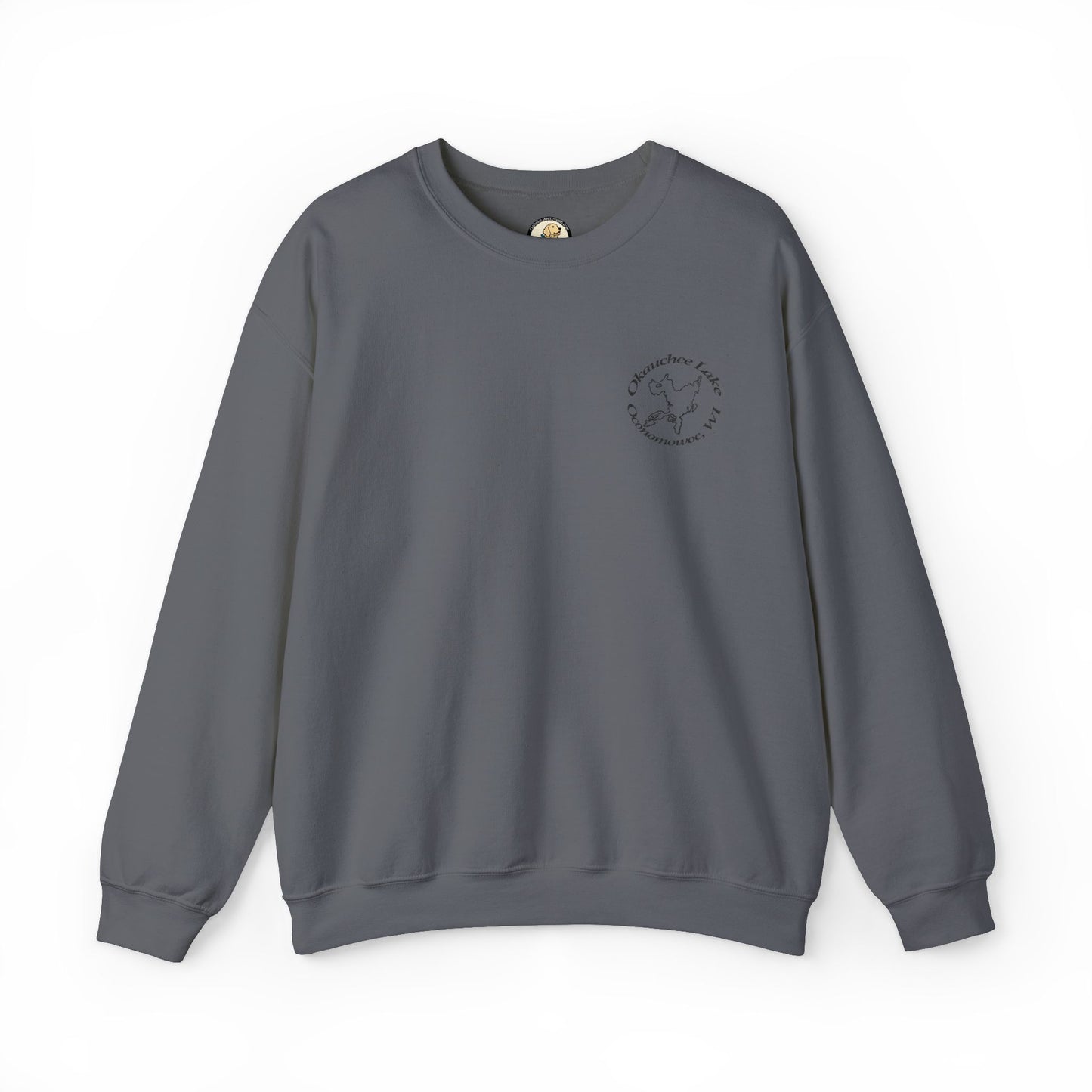 Okauchee Lake Embroidered Circle Text Oconomowoc WIUnisex Heavy Blend™ Crewneck Sweatshirt