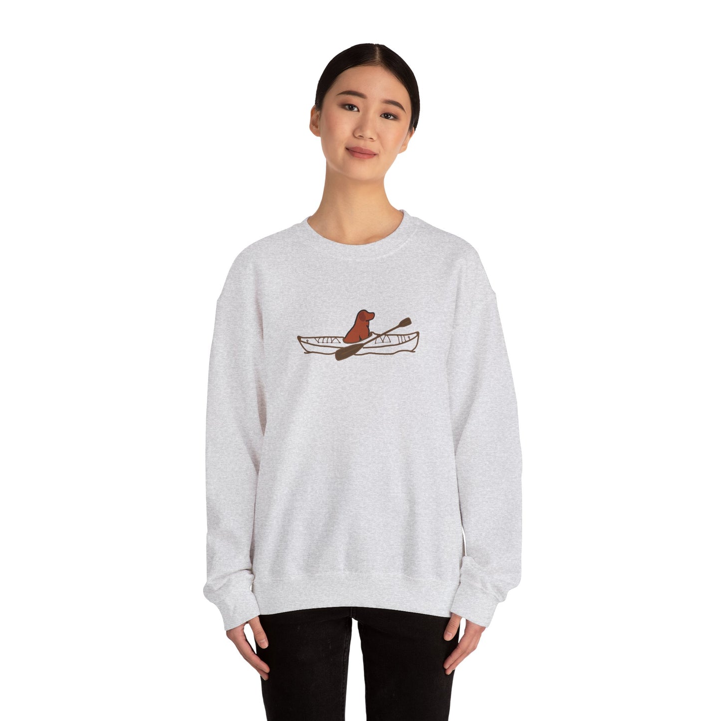 Lucy Lab Kayak Dog No back Final- Unisex Heavy Blend™ Crewneck Sweatshirt