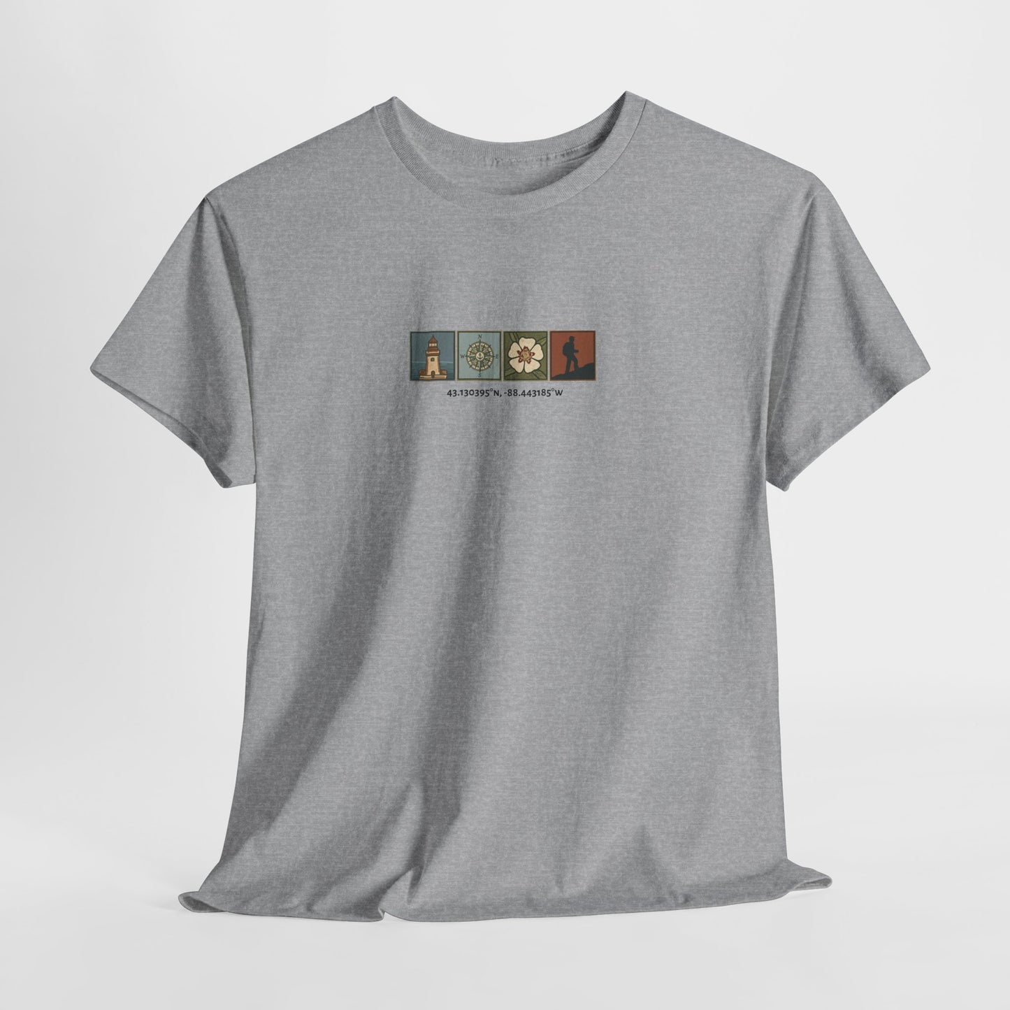 Cabo do Roca with coordinates - 4 panel front - Unisex Heavy Cotton Tee