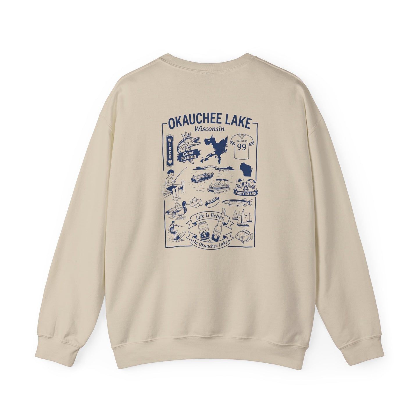 Okauchee Lake "Icons Style" - Gildan Crewneck Sweatshirt
