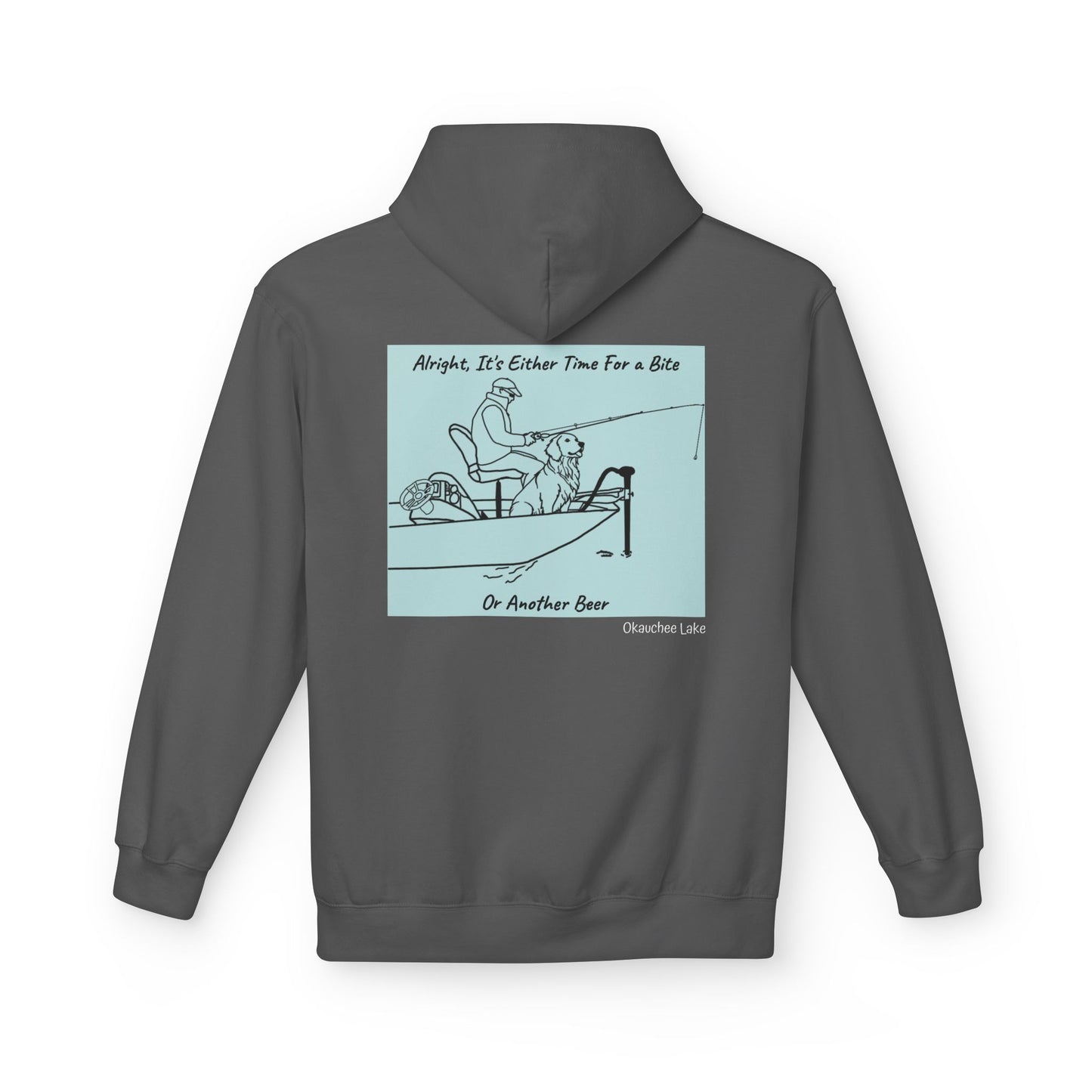 Bite or Beer Fishing, Golden retriever Kayak Dog Midweight Travel Hoodie - Softstyle Gildan