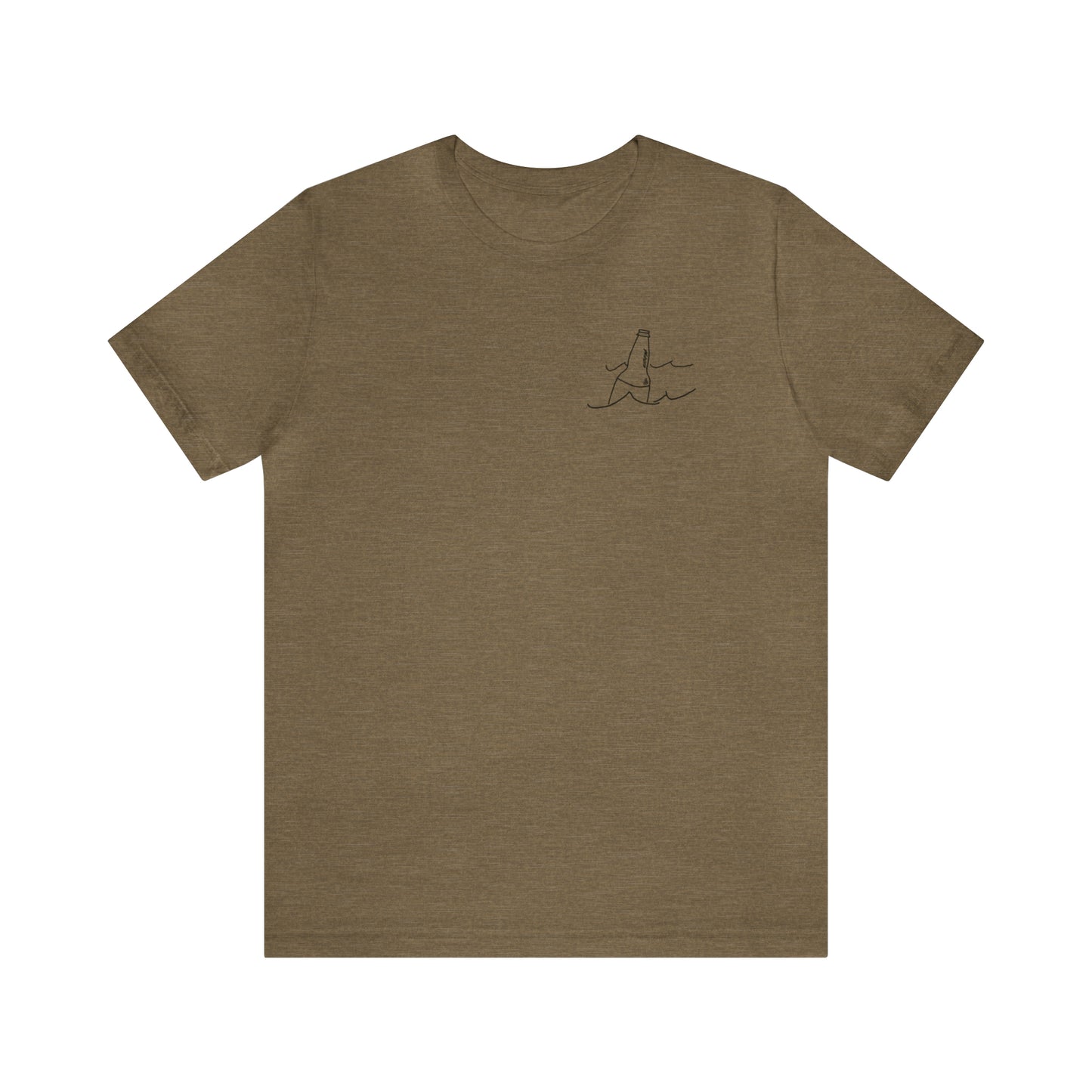 Pewaukee Lake, Bottle Front & Surfing Sketch - Unisex Lightweight Short Sleeve Tee