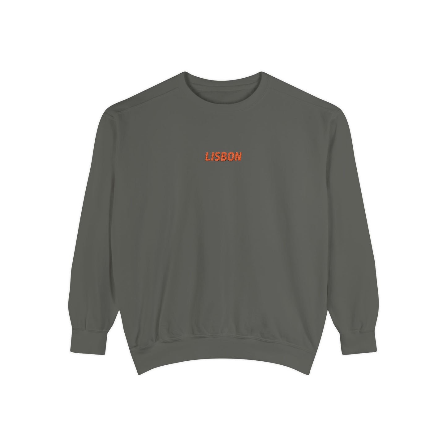 Lisbon Basic Text Unisex Embroidered Crewneck Sweatshirt - Comfort Colors