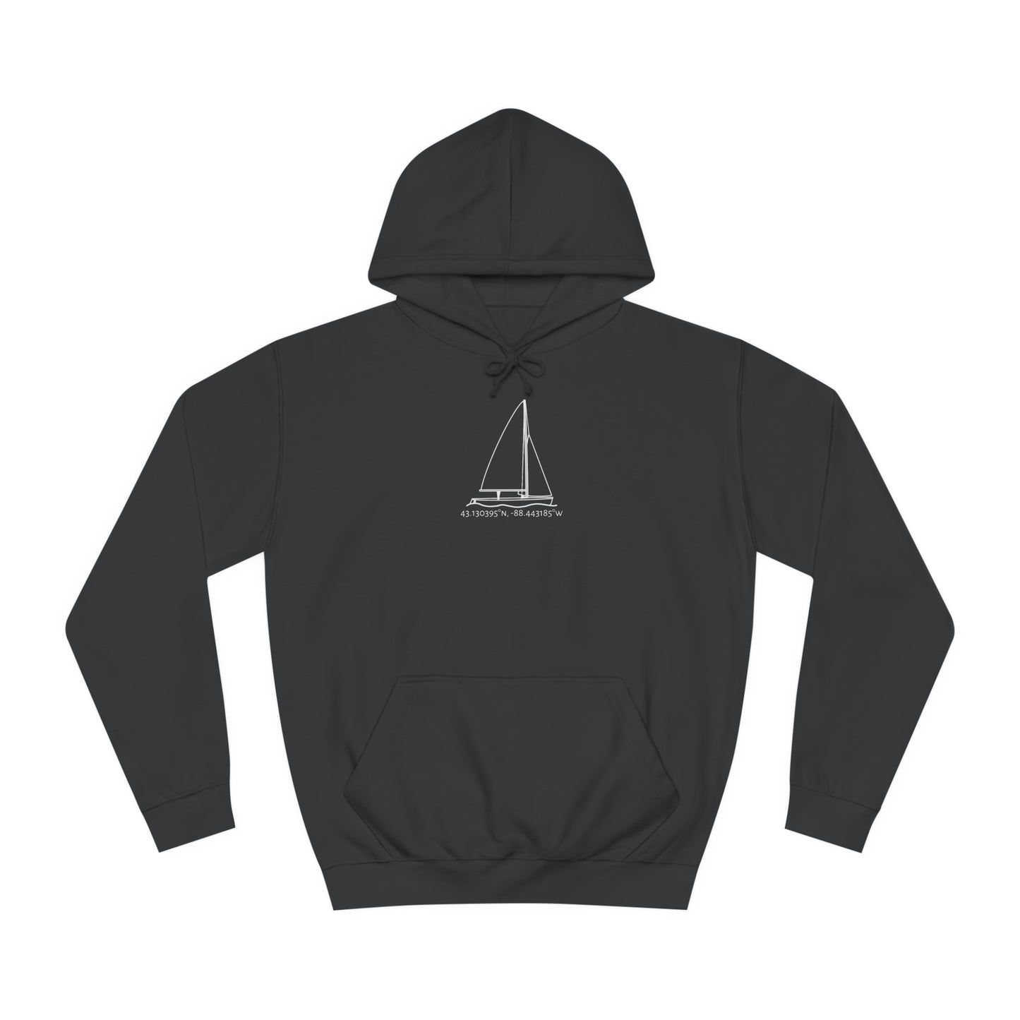 Sailboat 470 model Okauchee Lake Coordinates - Medium Weight Hoodie