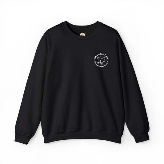 Okauchee Lake Embroidered circle text Oconomowoc WI Unisex Heavy Blend™ Crewneck Sweatshirt