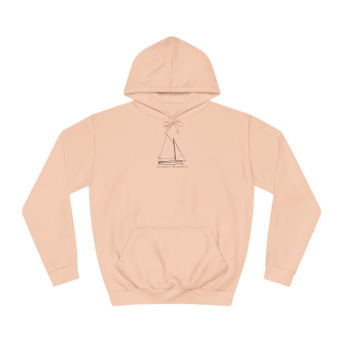 Sailboat With Motor Okauchee Lake Coordinates - Medium Weight Hoodie