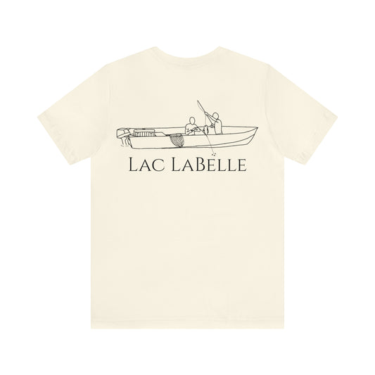Lac LaBelle, 2 Guys Fishing - Unisex Lightweight Short Sleeve Tee